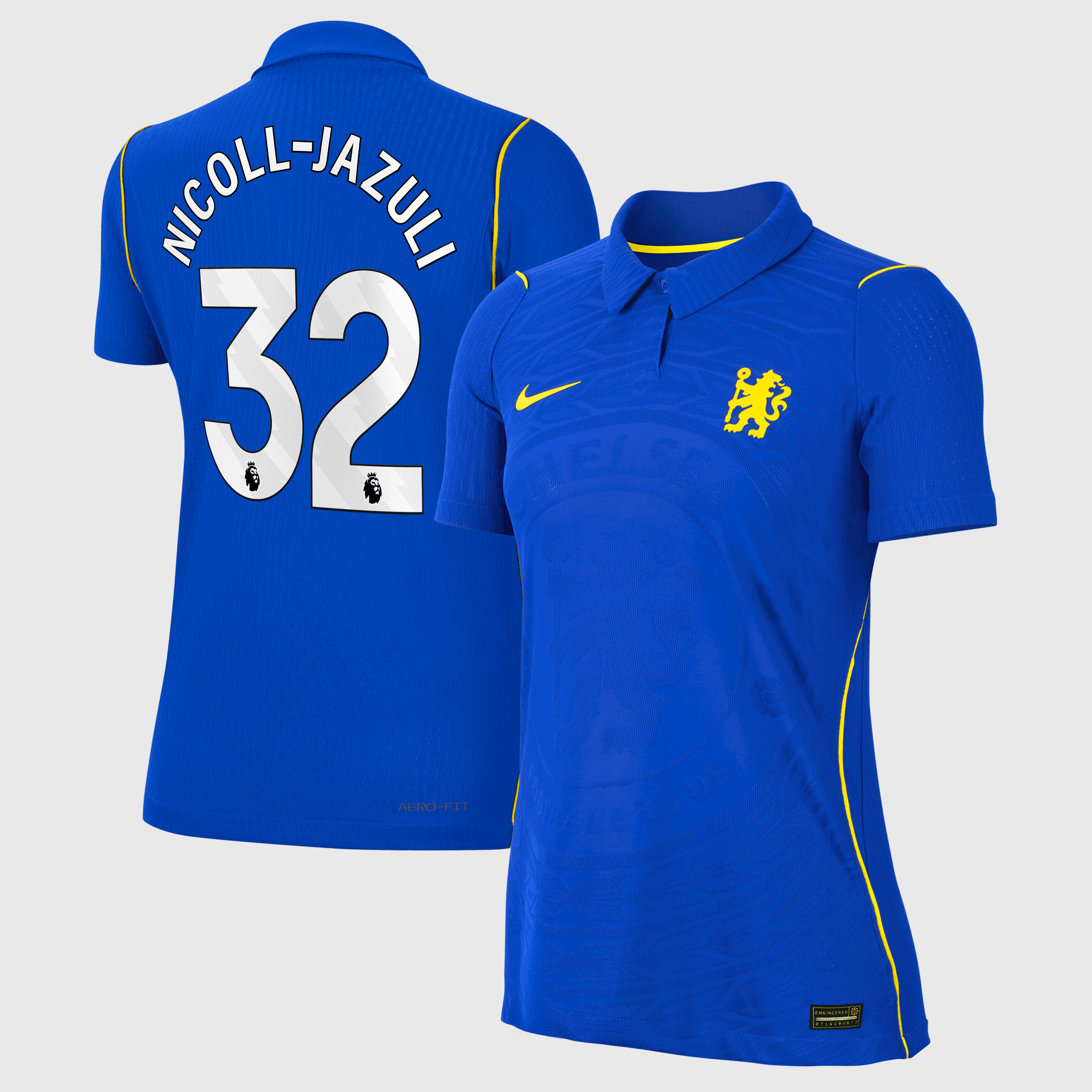 Chelsea Nike Home Aero-FIT Match Shirt 2026-27 - Womens with Nicoll-Jazuli 32 printing