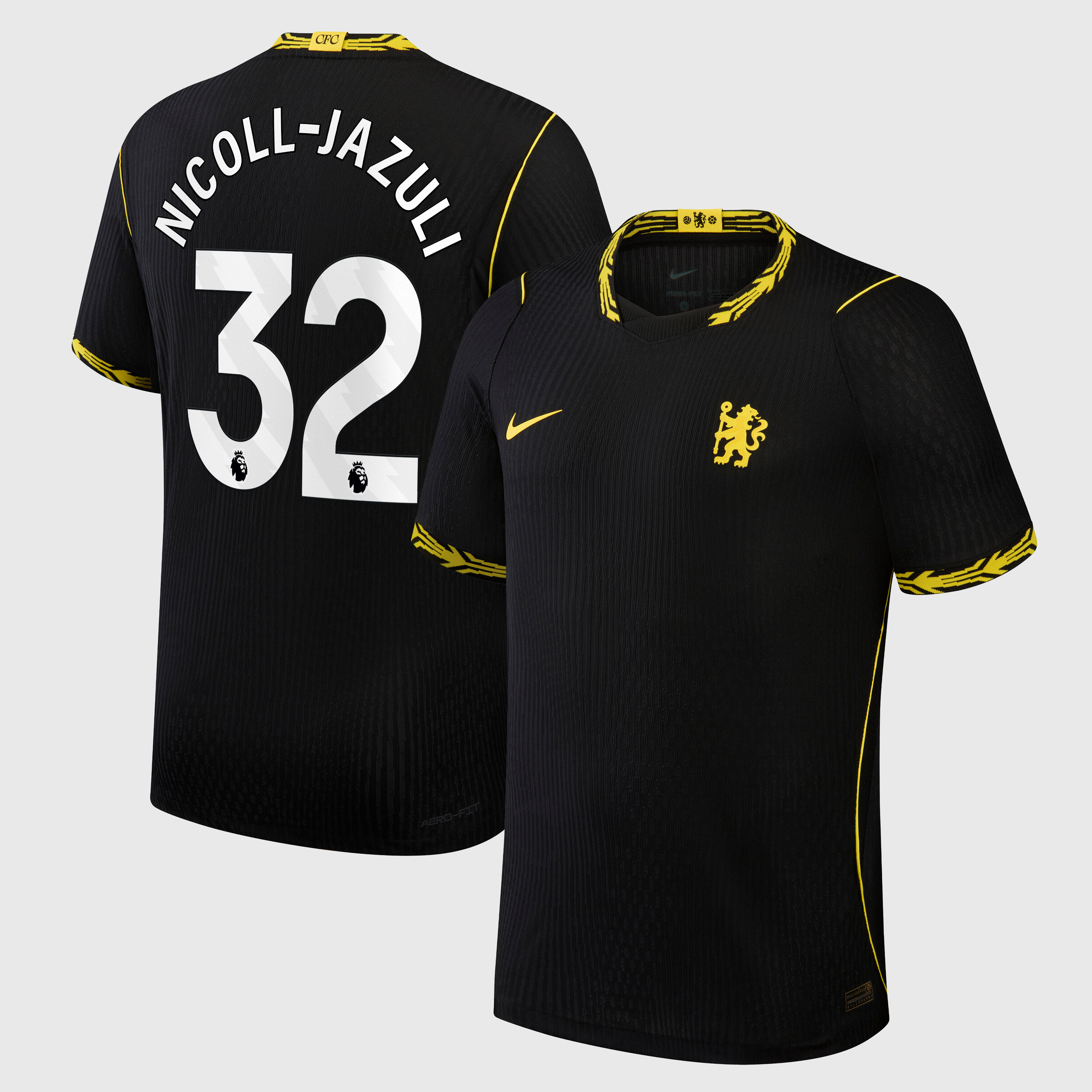 Chelsea Nike Aero-FIT Away Match Shirt 2026-27 with Nicoll-Jazuli 32 printing