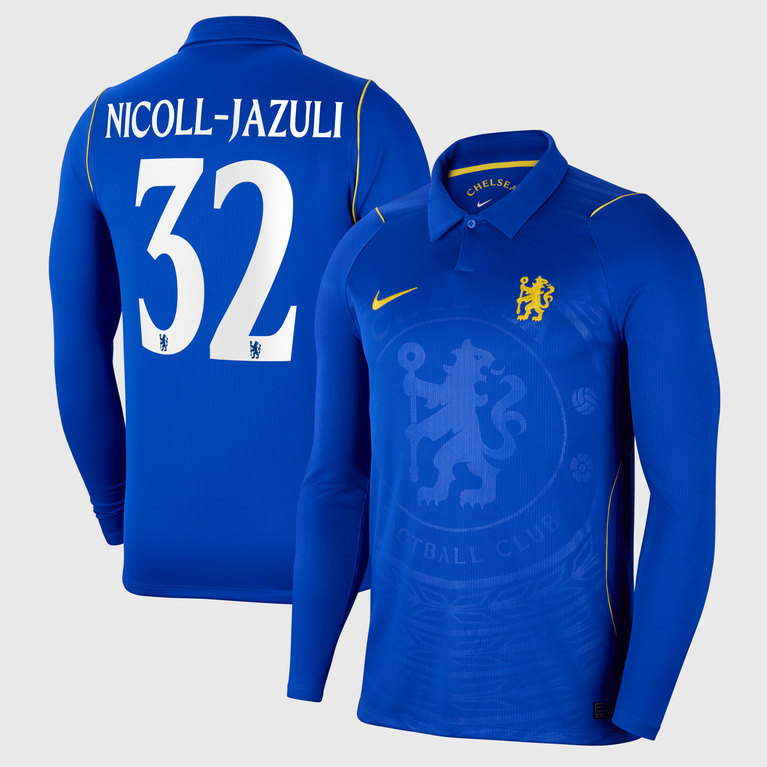 Chelsea Nike Home Stadium Long Sleeve Shirt 2026-27 with Nicoll-Jazuli 32 printing