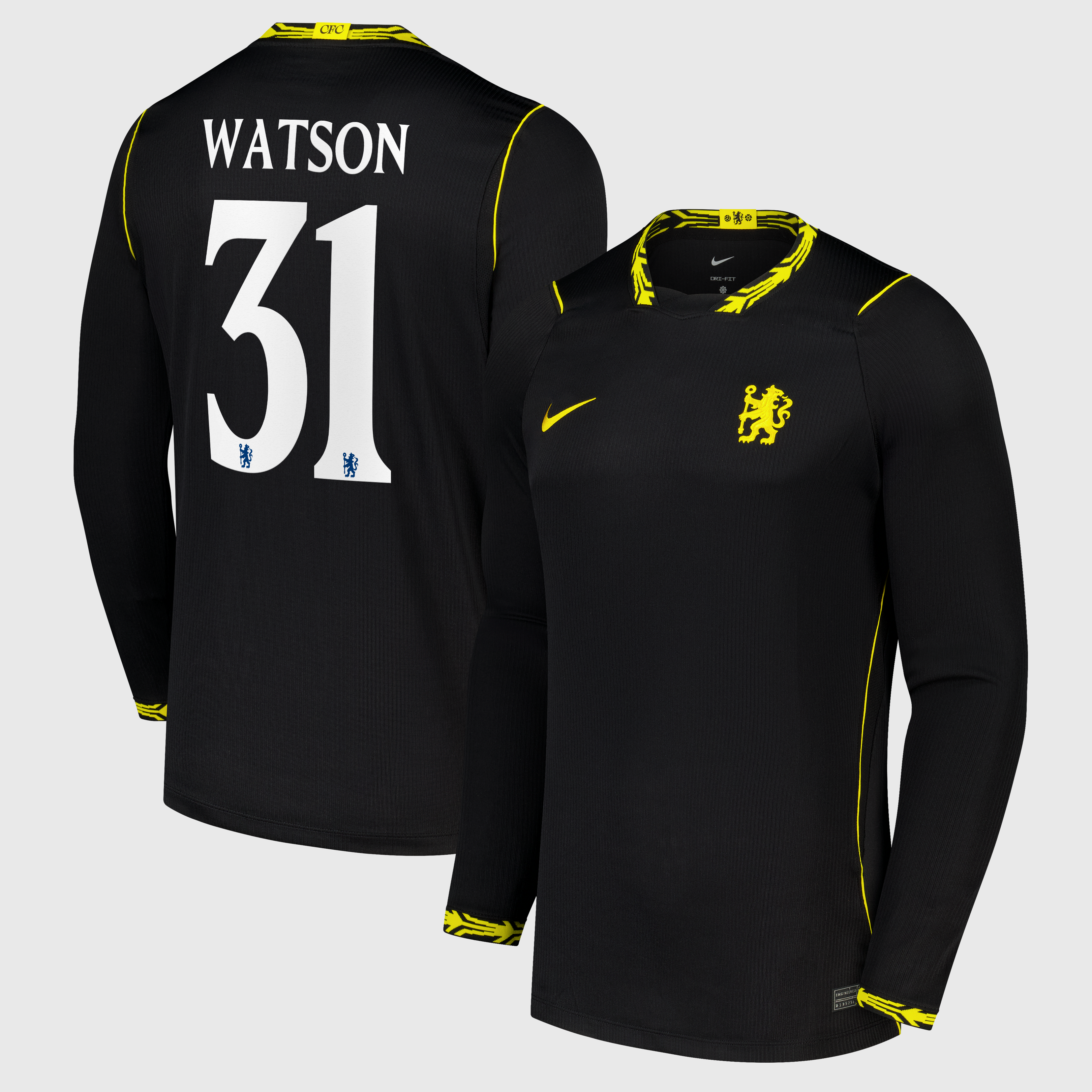 Chelsea Nike Away Stadium Long Sleeve Shirt 2026-27 with Watson 31 printing