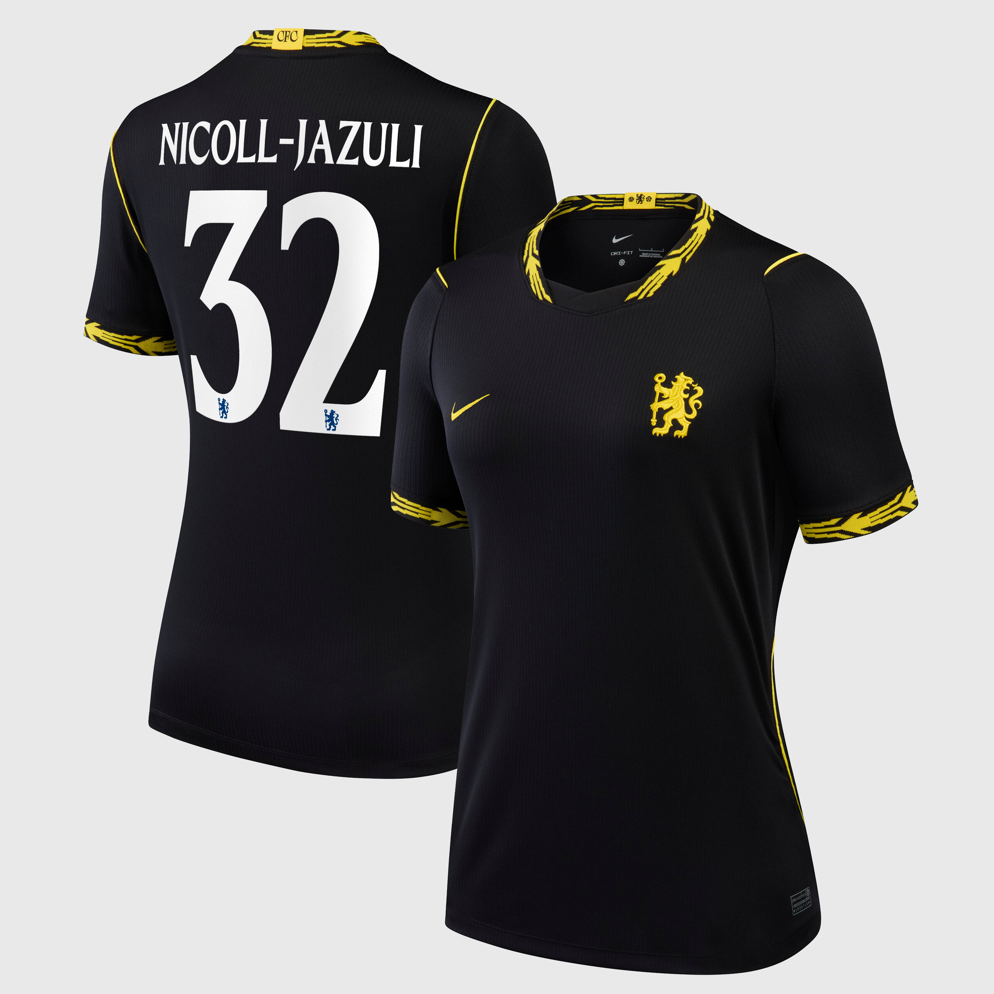 Chelsea Nike Away Stadium Shirt 2026-27 - Womens with Nicoll-Jazuli 32 printing, , rebel_hi-res