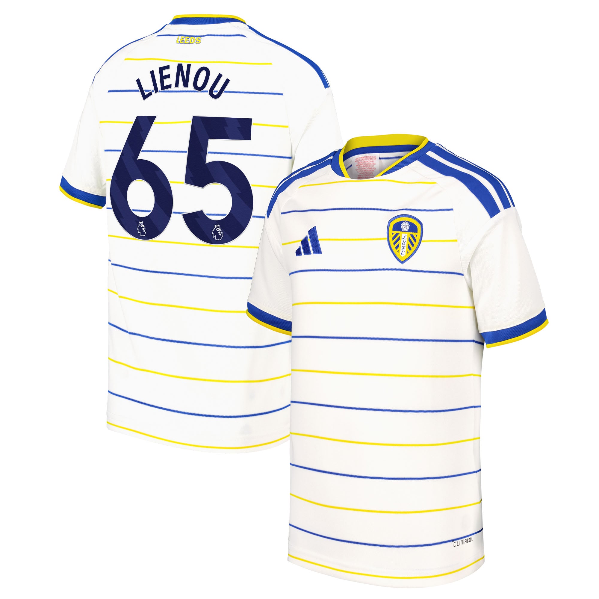 Leeds United adidas Home Shirt 2026-27 - Kids with Lienou 65 printing