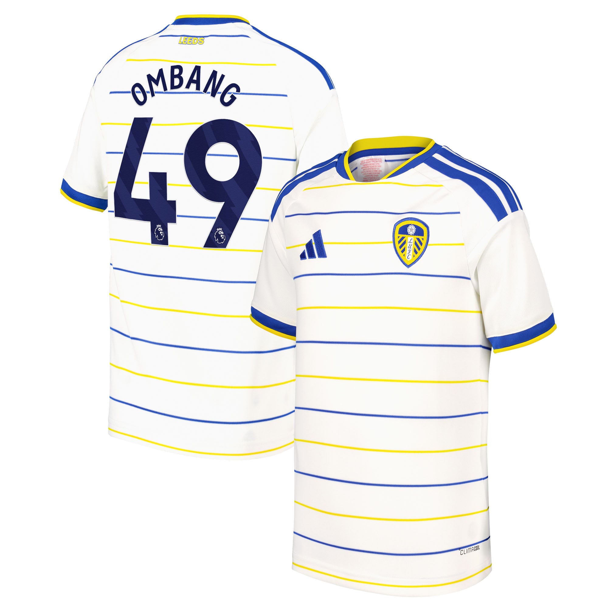Leeds United adidas Home Shirt 2026-27 - Kids with Ombang 49 printing