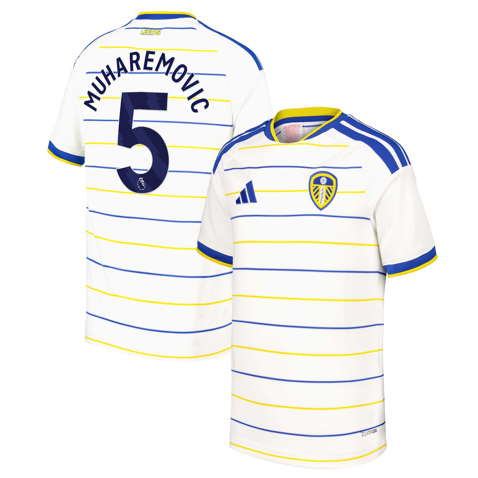 Leeds United adidas Home Shirt 2026-27 - Kids with Muharemovic 5 printing