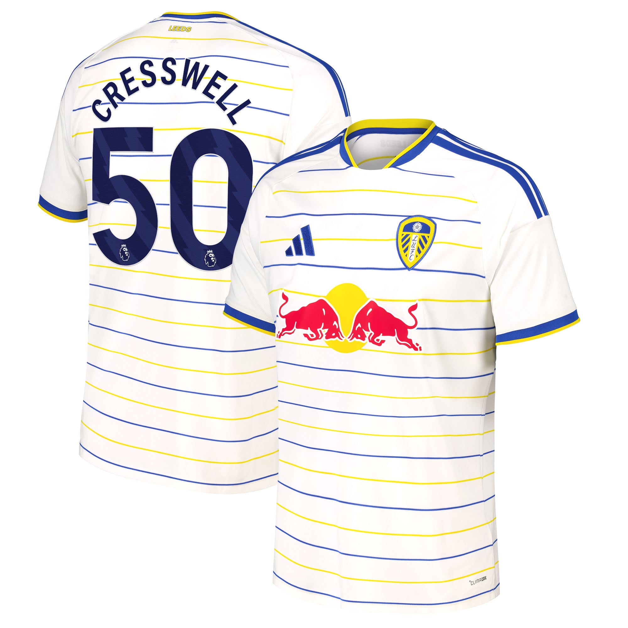Leeds United adidas Home Shirt 2026-27 with Cresswell 50 printing