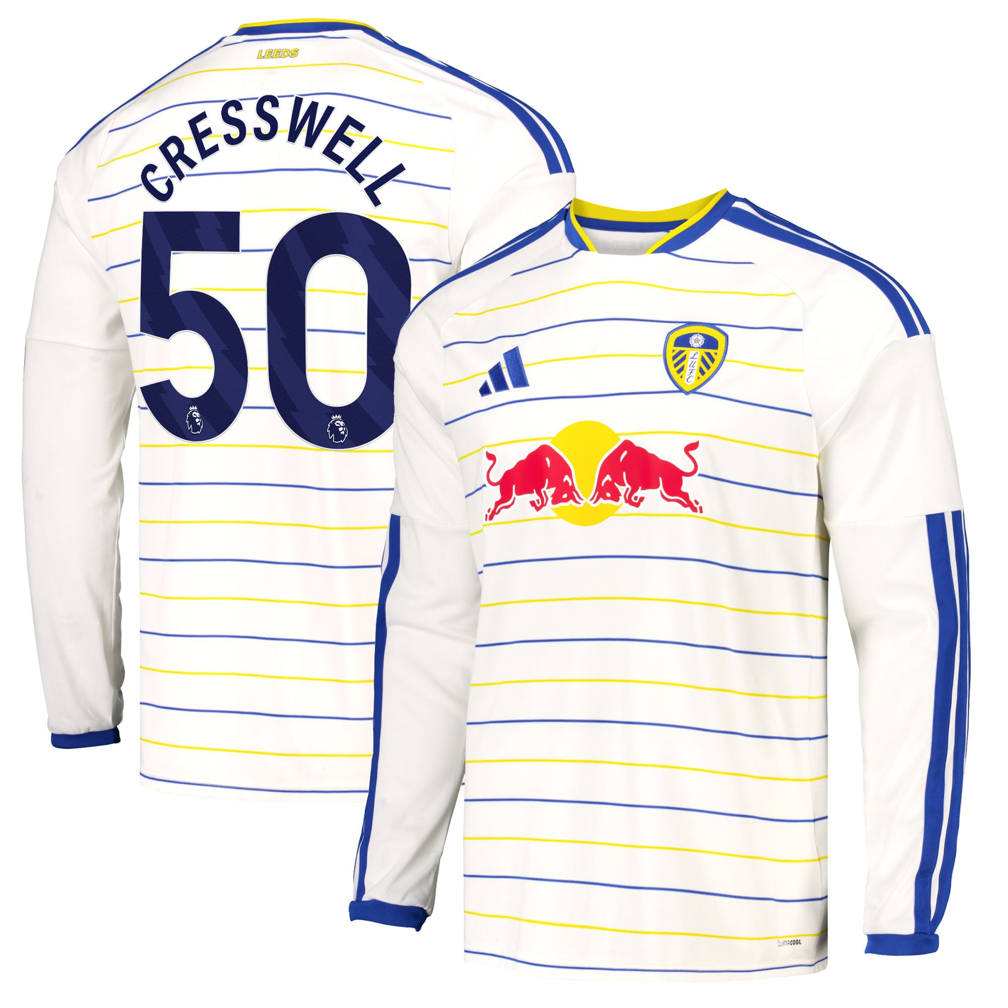 Leeds United adidas Home Shirt 2026-27 - Long Sleeve with Cresswell 50 printing