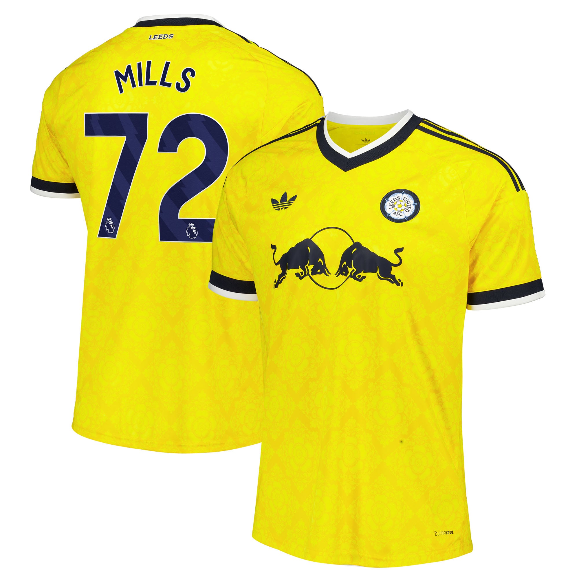Leeds United adidas Away Shirt 2026-27 with Mills 72 printing