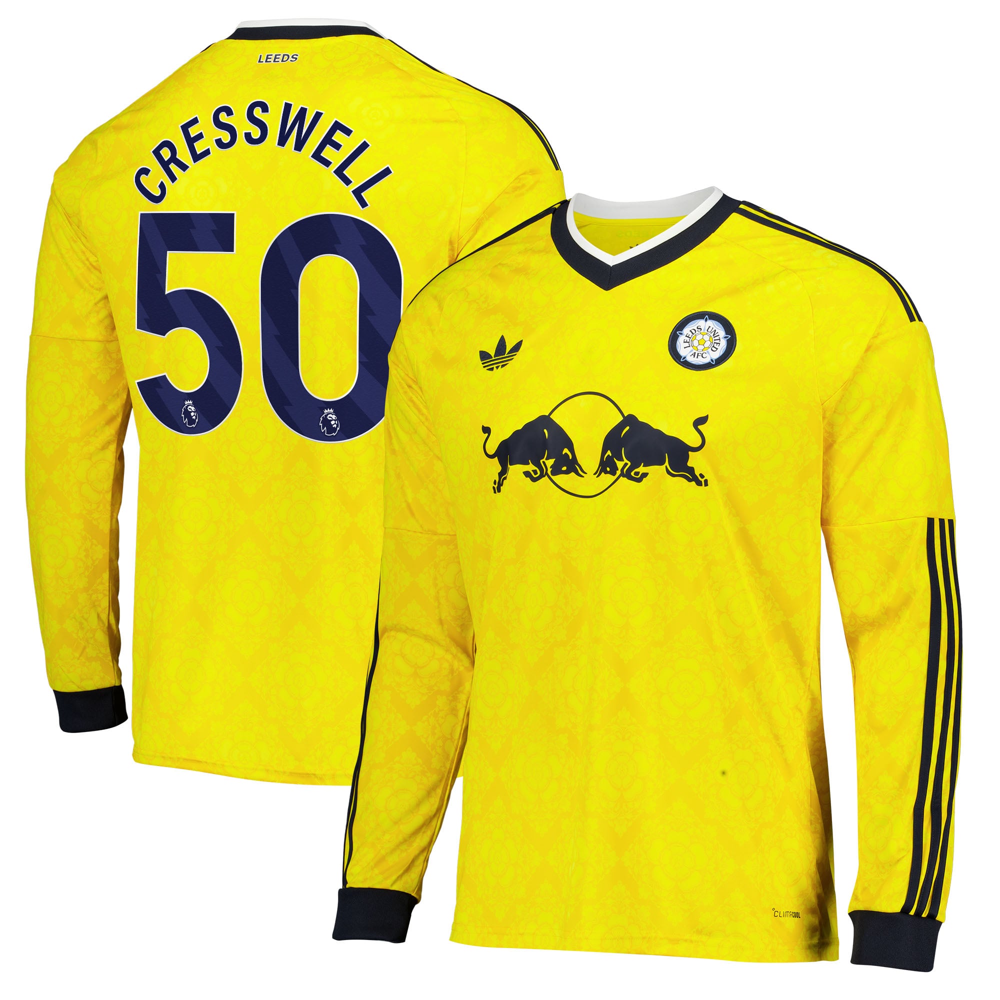Leeds United adidas Away Shirt 2026-27 - Long Sleeve with Cresswell 50 printing