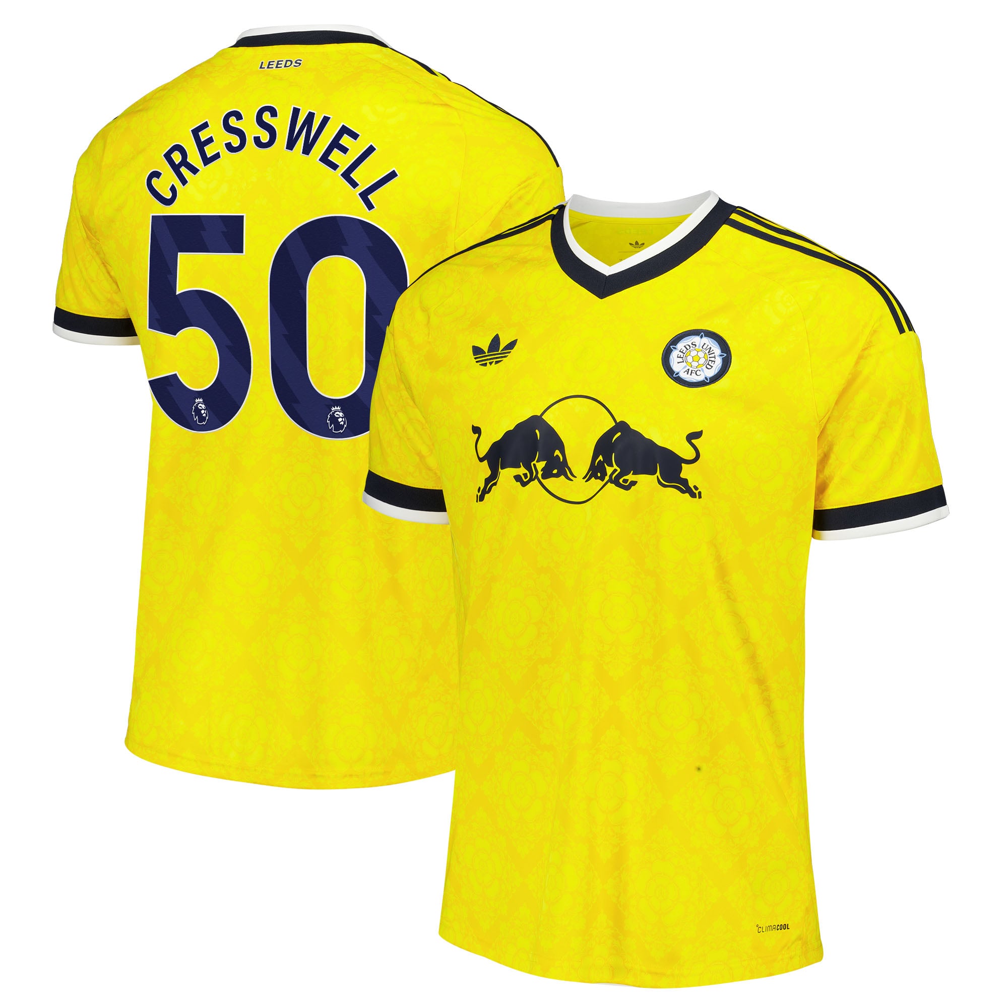 Leeds United adidas Away Shirt 2026-27 with Cresswell 50 printing