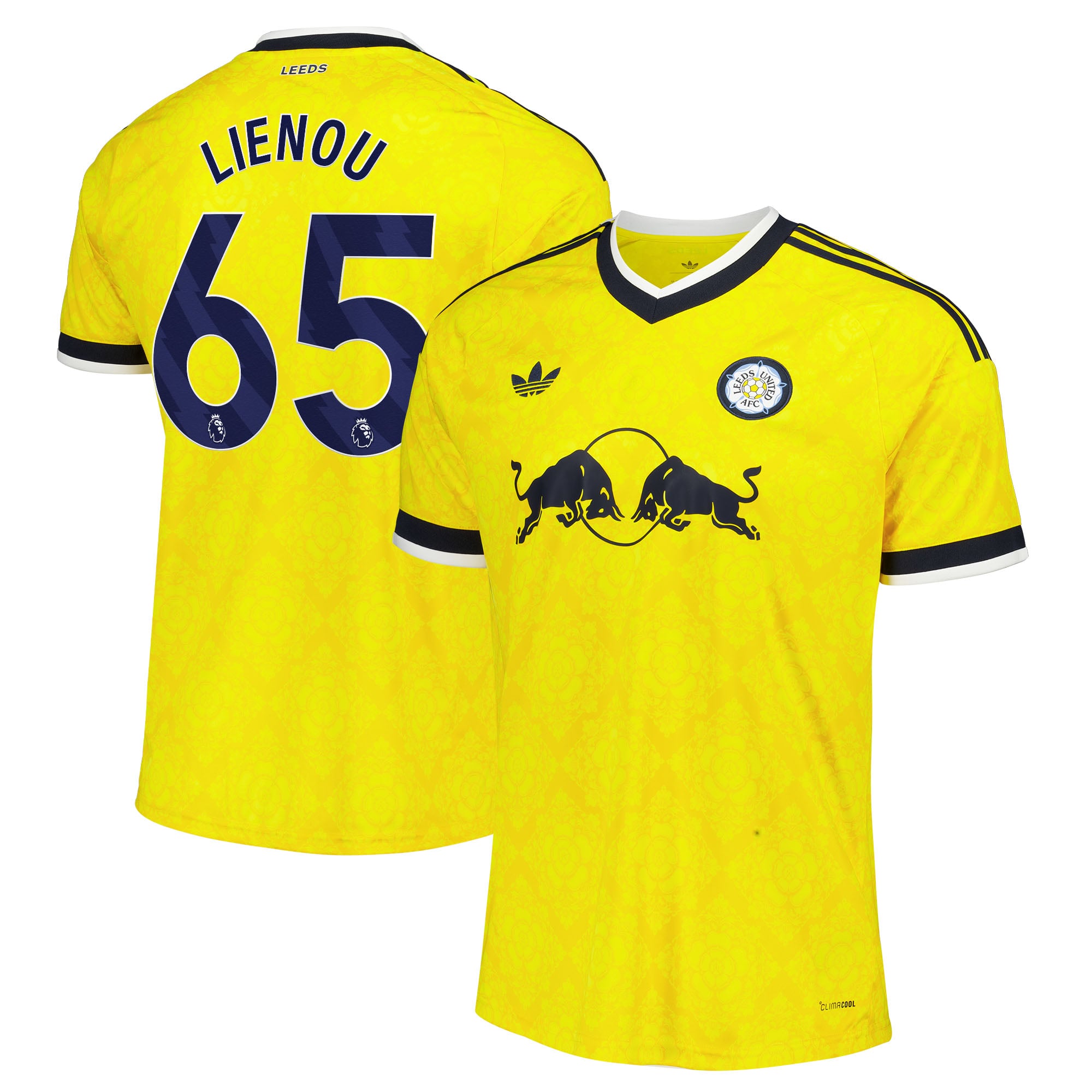 Leeds United adidas Away Shirt 2026-27 with Lienou 65 printing