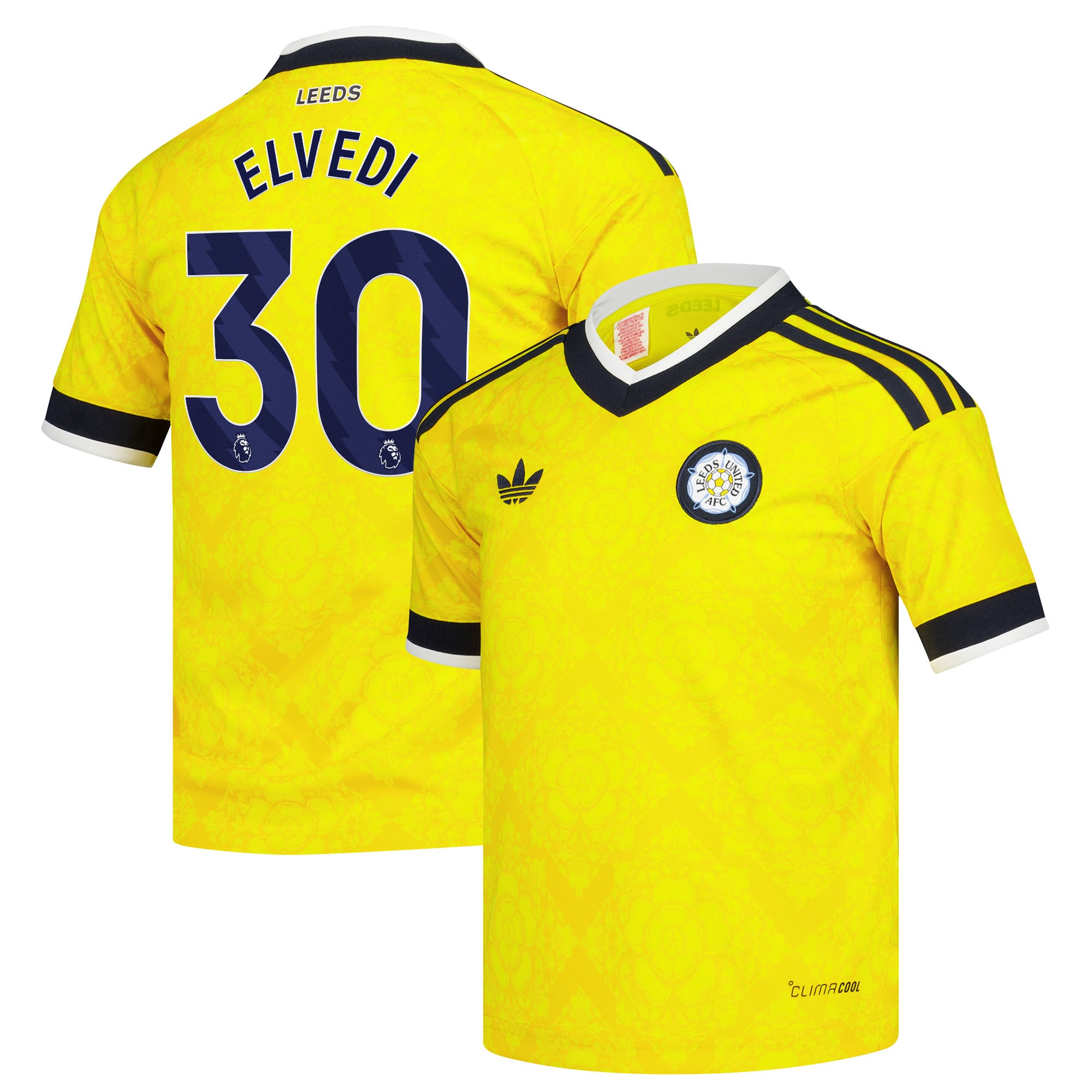 Leeds United adidas Away Shirt 2026-27 - Kids with Elvedi 30 printing
