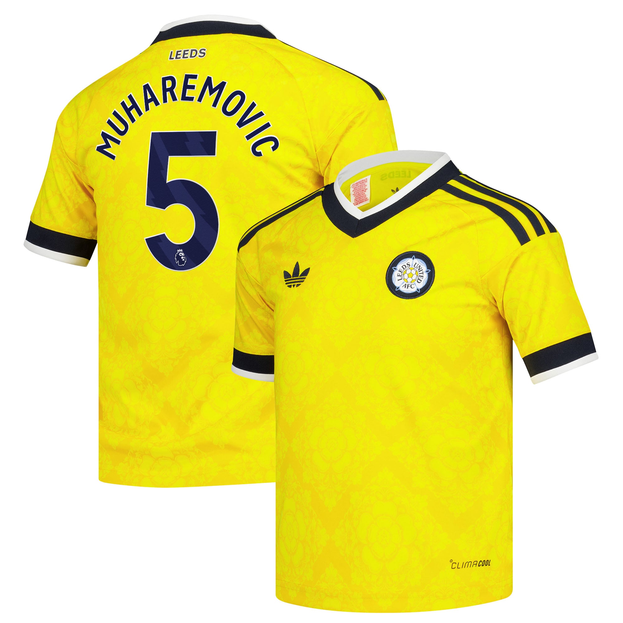 Leeds United adidas Away Shirt 2026-27 - Kids with Muharemovic 5 printing