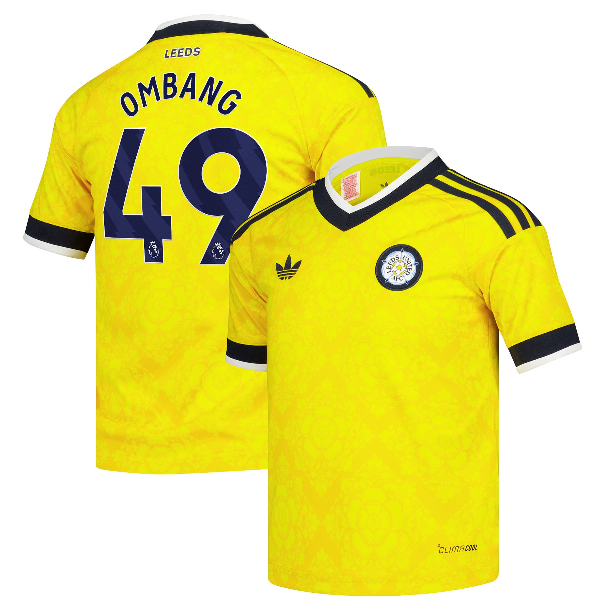 Leeds United adidas Away Shirt 2026-27 - Kids with Ombang 49 printing