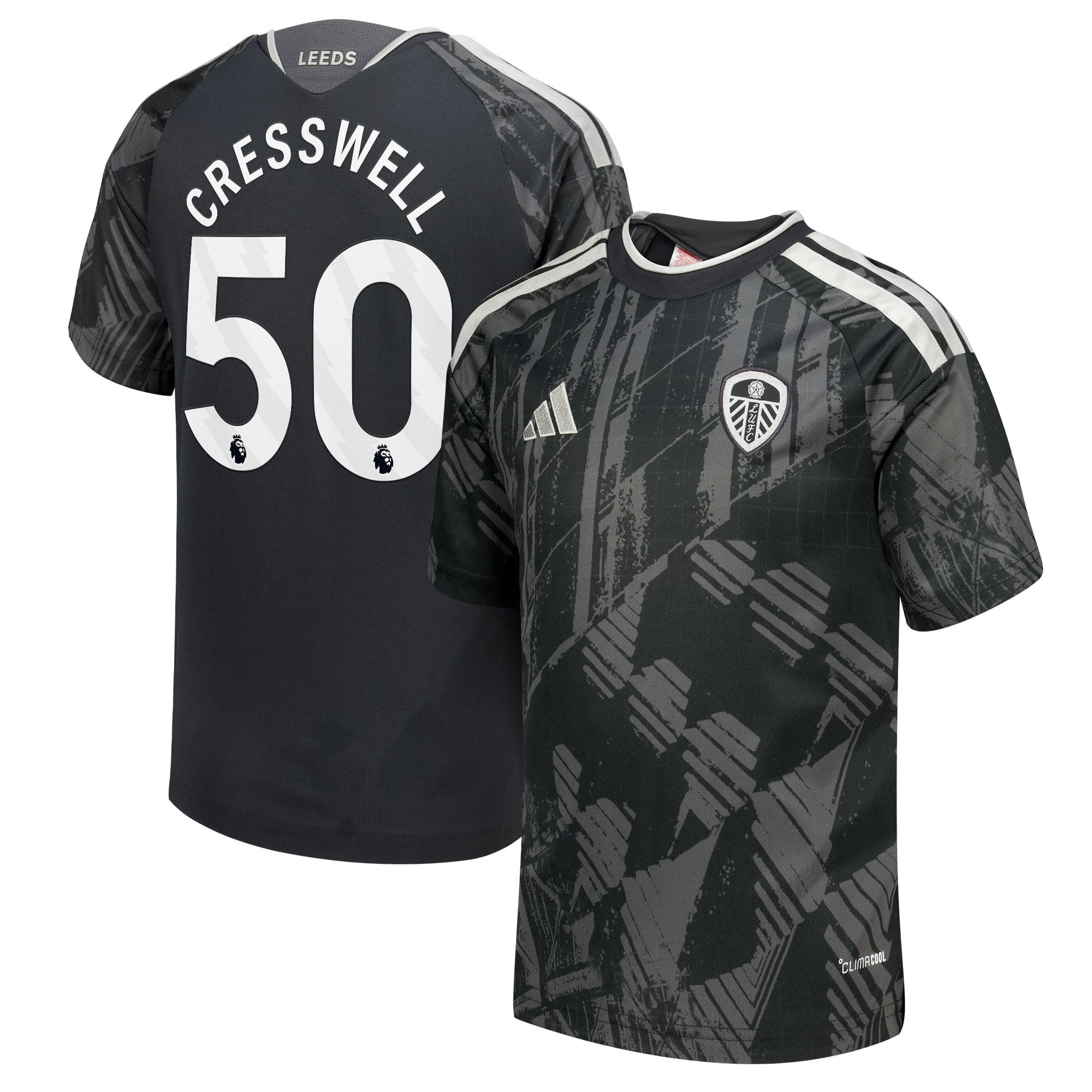 Leeds United adidas Third Shirt 2026-27 - Kids with Cresswell 50 printing
