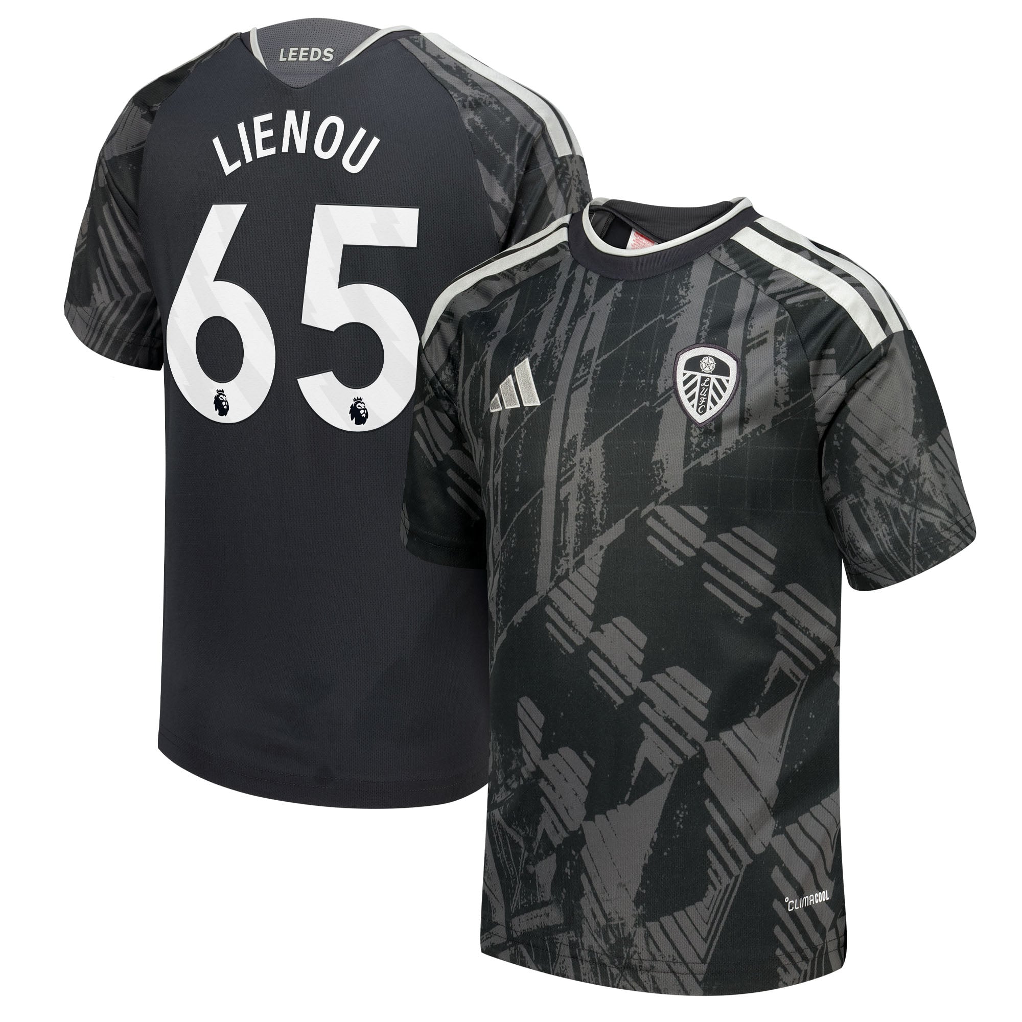 Leeds United adidas Third Shirt 2026-27 - Kids with Lienou 65 printing