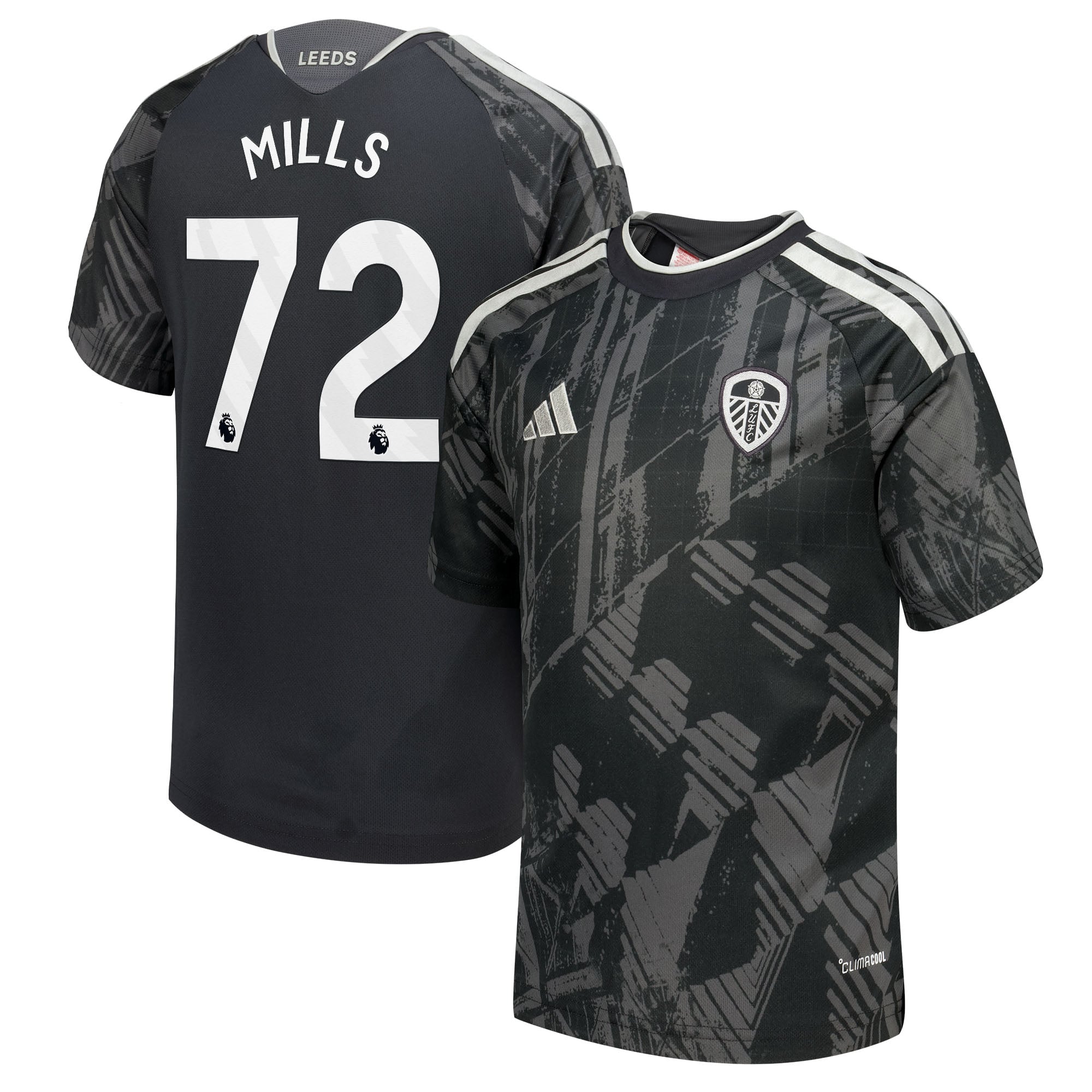 Leeds United adidas Third Shirt 2026-27 - Kids with Mills 72 printing