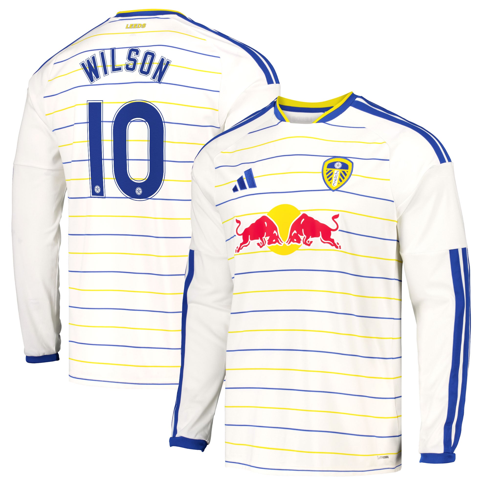 Leeds United adidas Home Shirt 2026-27 - Long Sleeve with Wilson 10 Cup printing