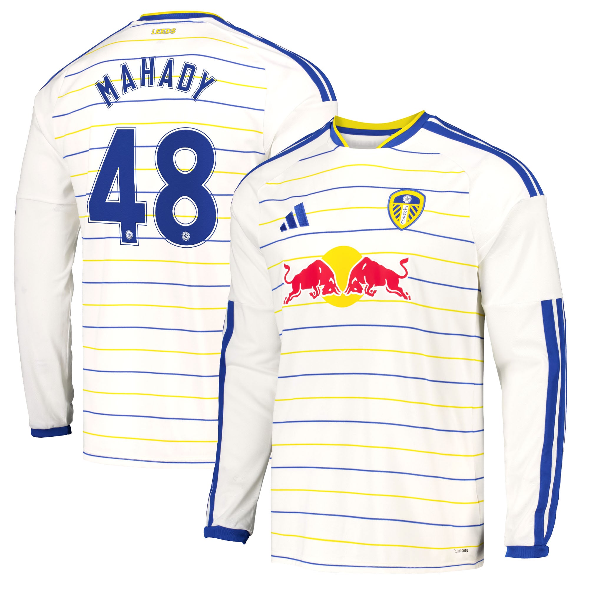 Leeds United adidas Home Shirt 2026-27 - Long Sleeve with Mahady 48 Cup printing