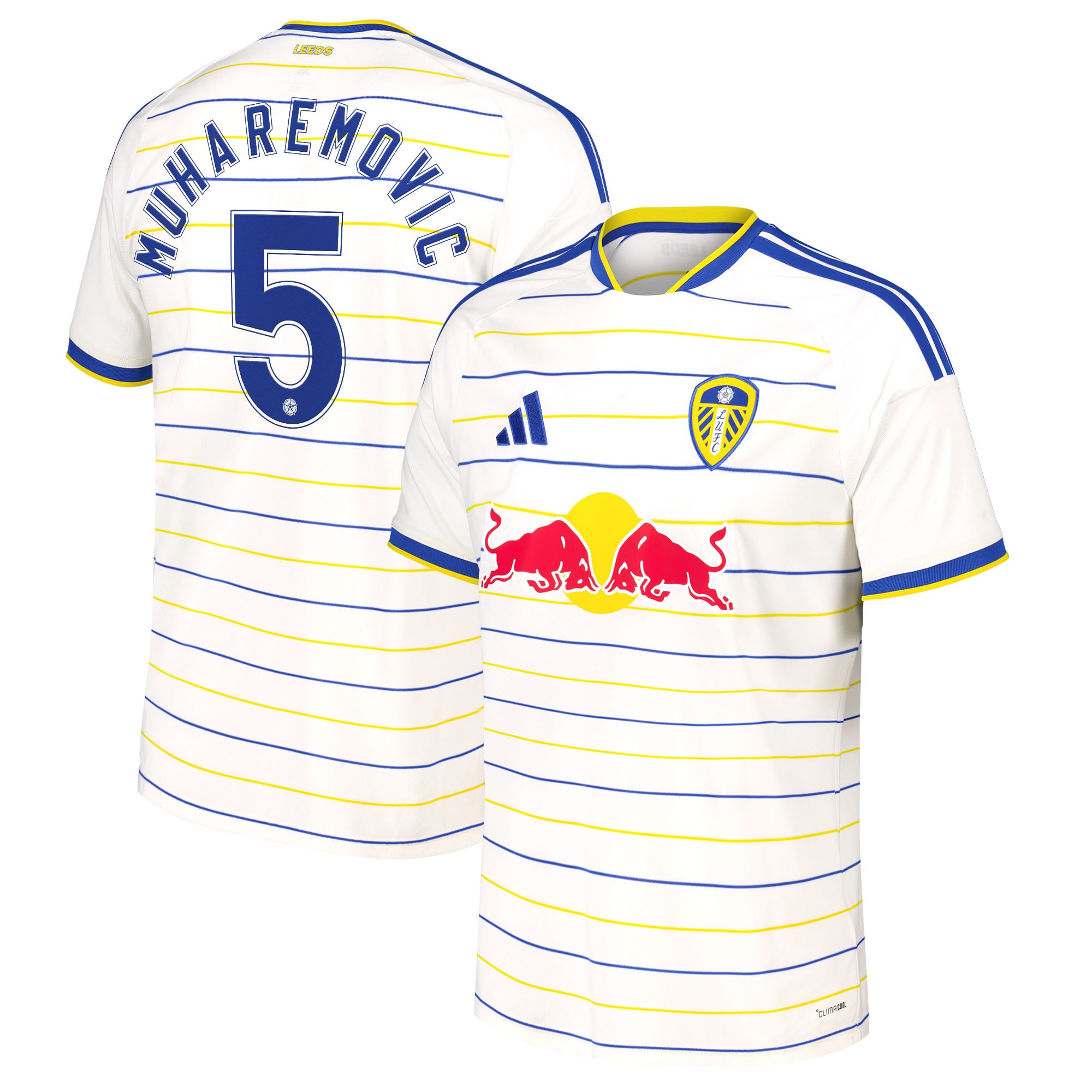 Leeds United adidas Home Shirt 2026-27 with Muharemovic 5 Cup printing