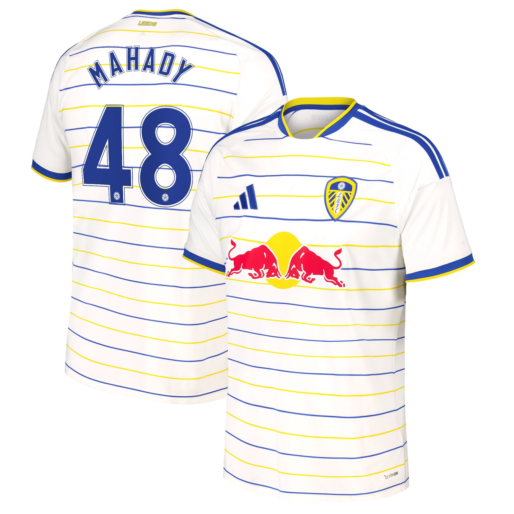 Leeds United adidas Home Shirt 2026-27 with Mahady 48 Cup printing