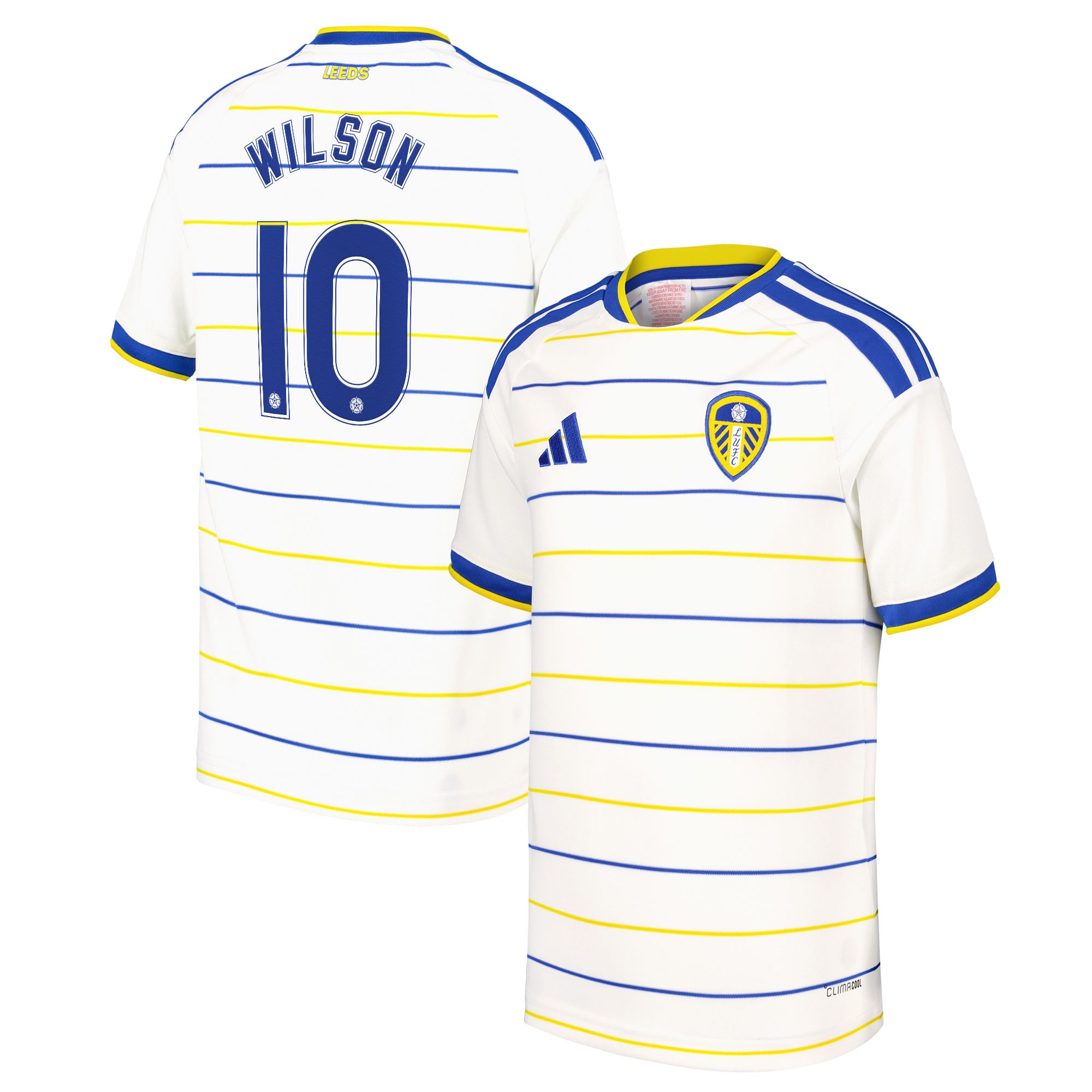 Leeds United adidas Home Shirt 2026-27 - Kids with Wilson 10 Cup printing