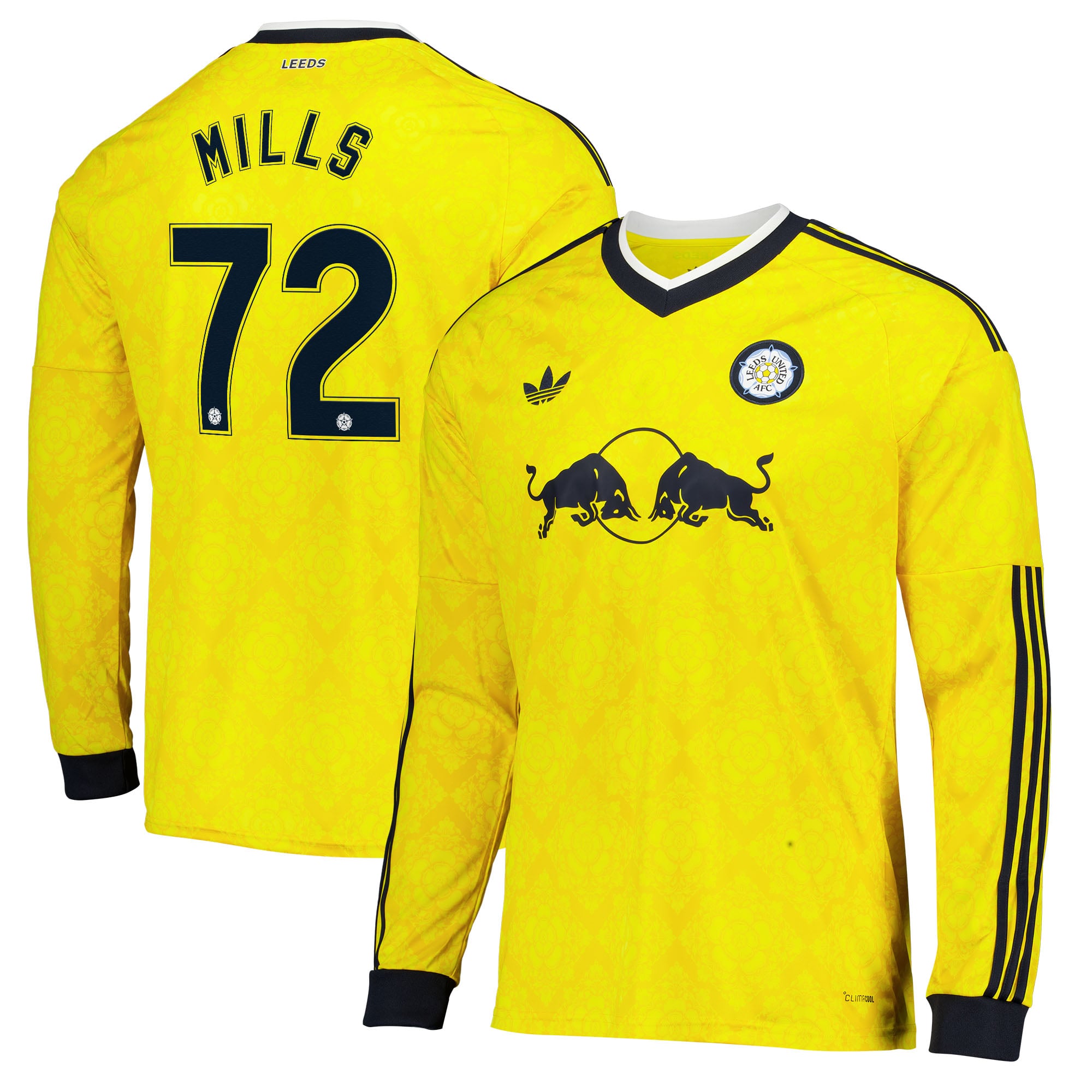 Leeds United adidas Away Shirt 2026-27 - Long Sleeve with Mills 72 Cup printing