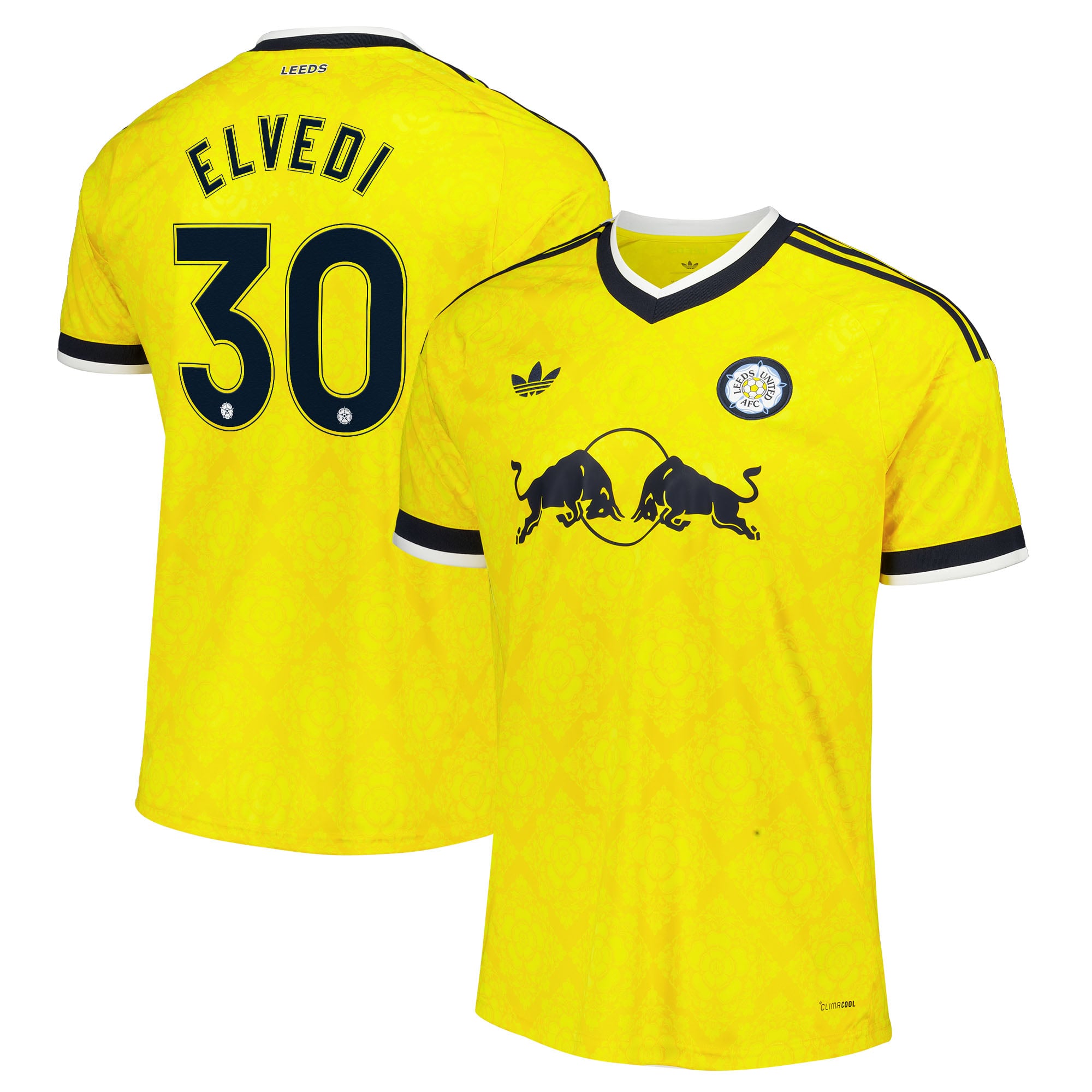 Leeds United adidas Away Shirt 2026-27 with Elvedi 30 Cup printing