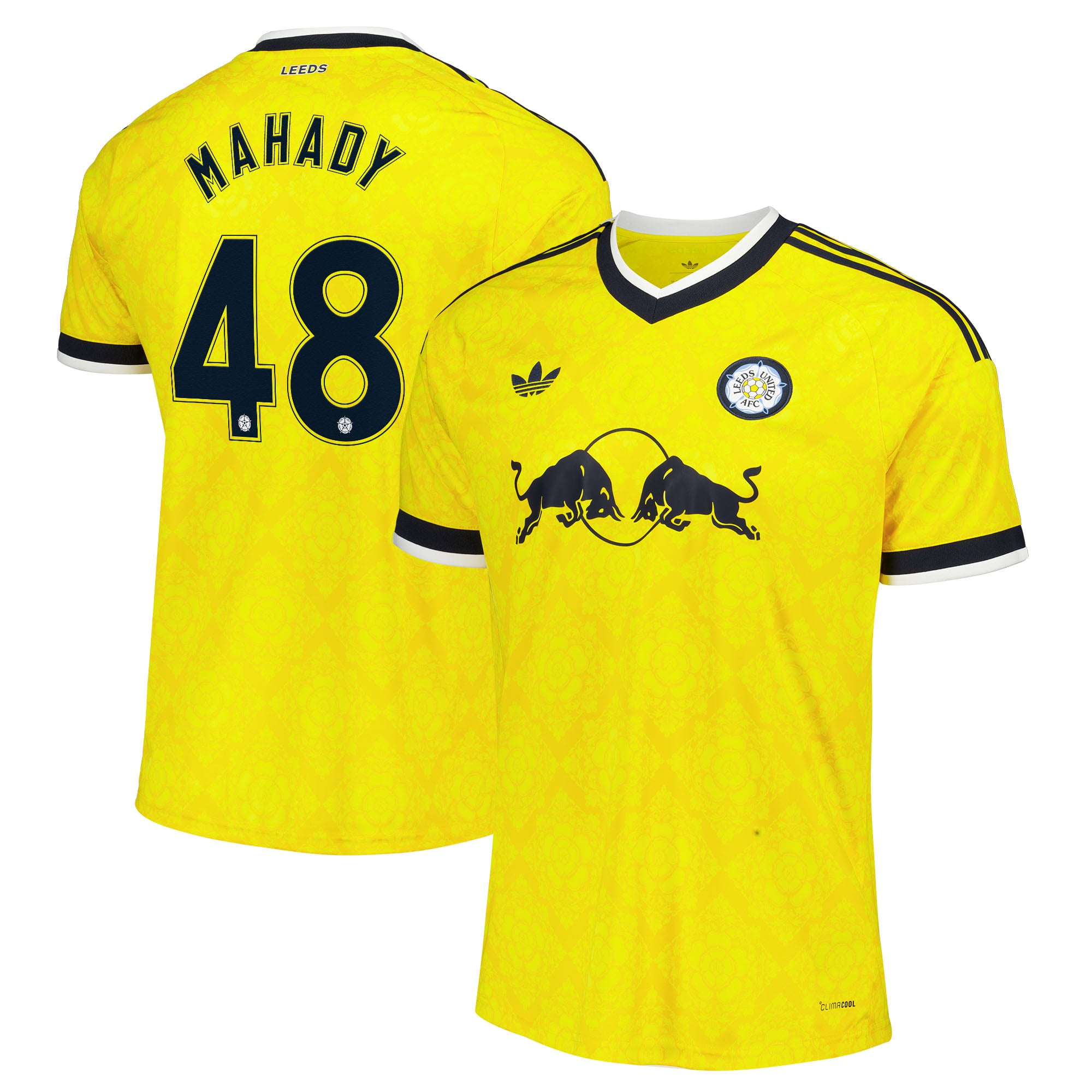 Leeds United adidas Away Shirt 2026-27 with Mahady 48 Cup printing