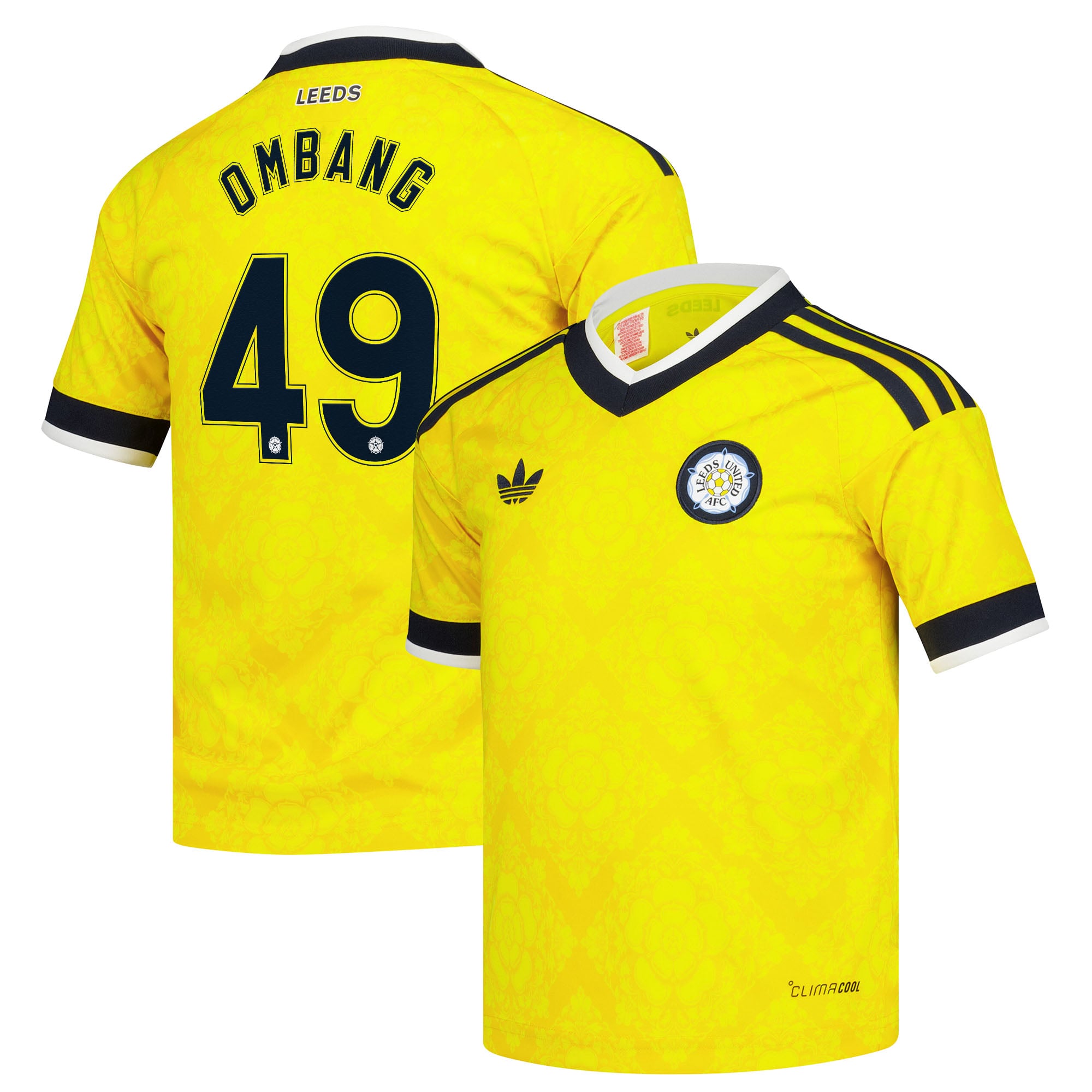 Leeds United adidas Away Shirt 2026-27 - Kids with Ombang 49 Cup printing