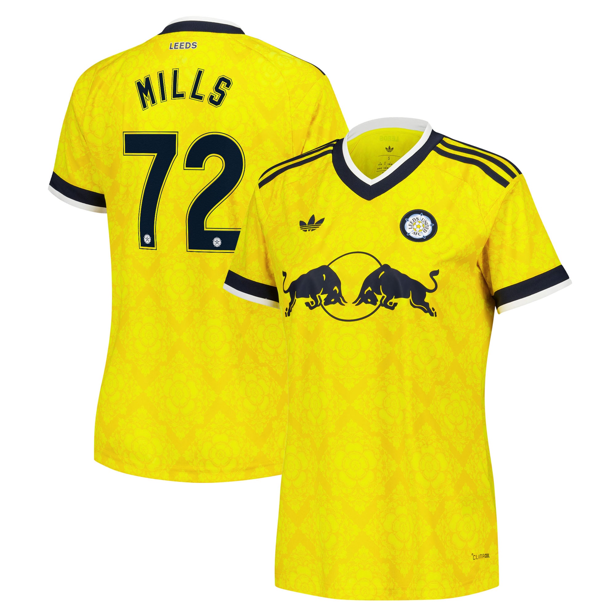 Leeds United adidas Away Shirt 2026-27 - Womens with Mills 72 Cup printing