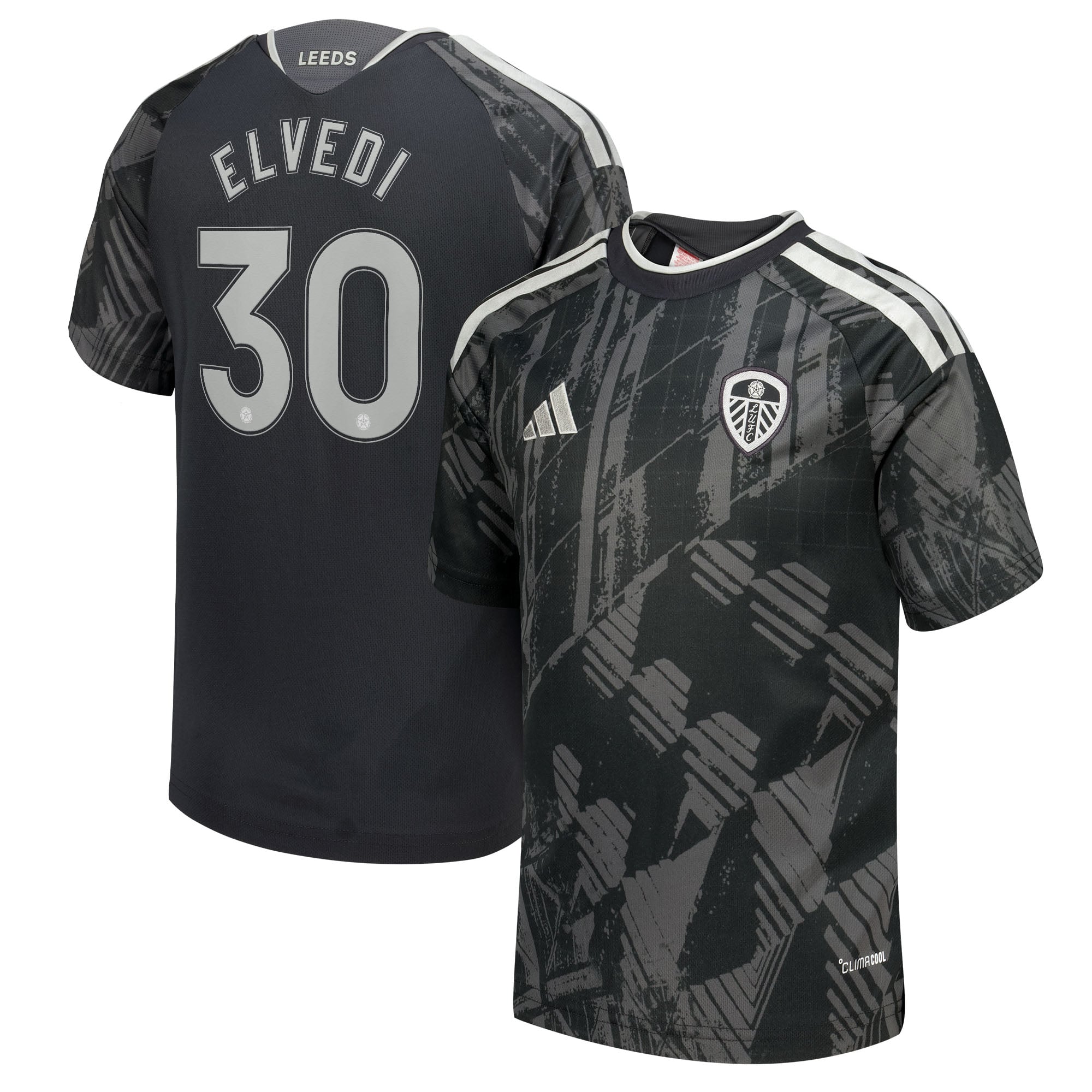 Leeds United adidas Third Shirt 2026-27 - Kids with Elvedi 30 Cup printing