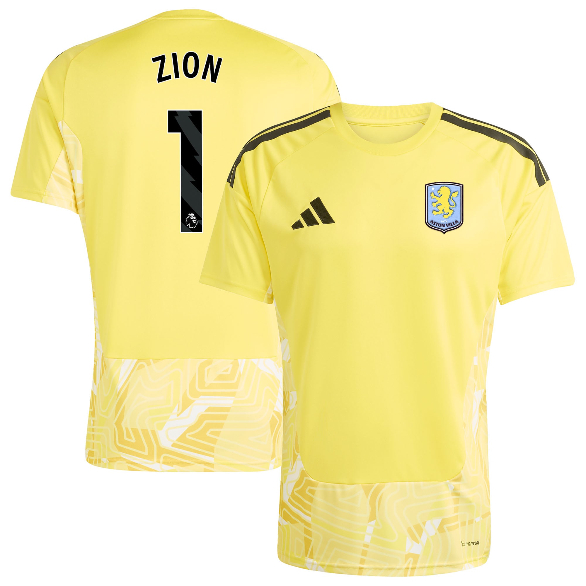 Aston Villa adidas Goalkeeper Shirt 2026-27 with Zion 1 printing