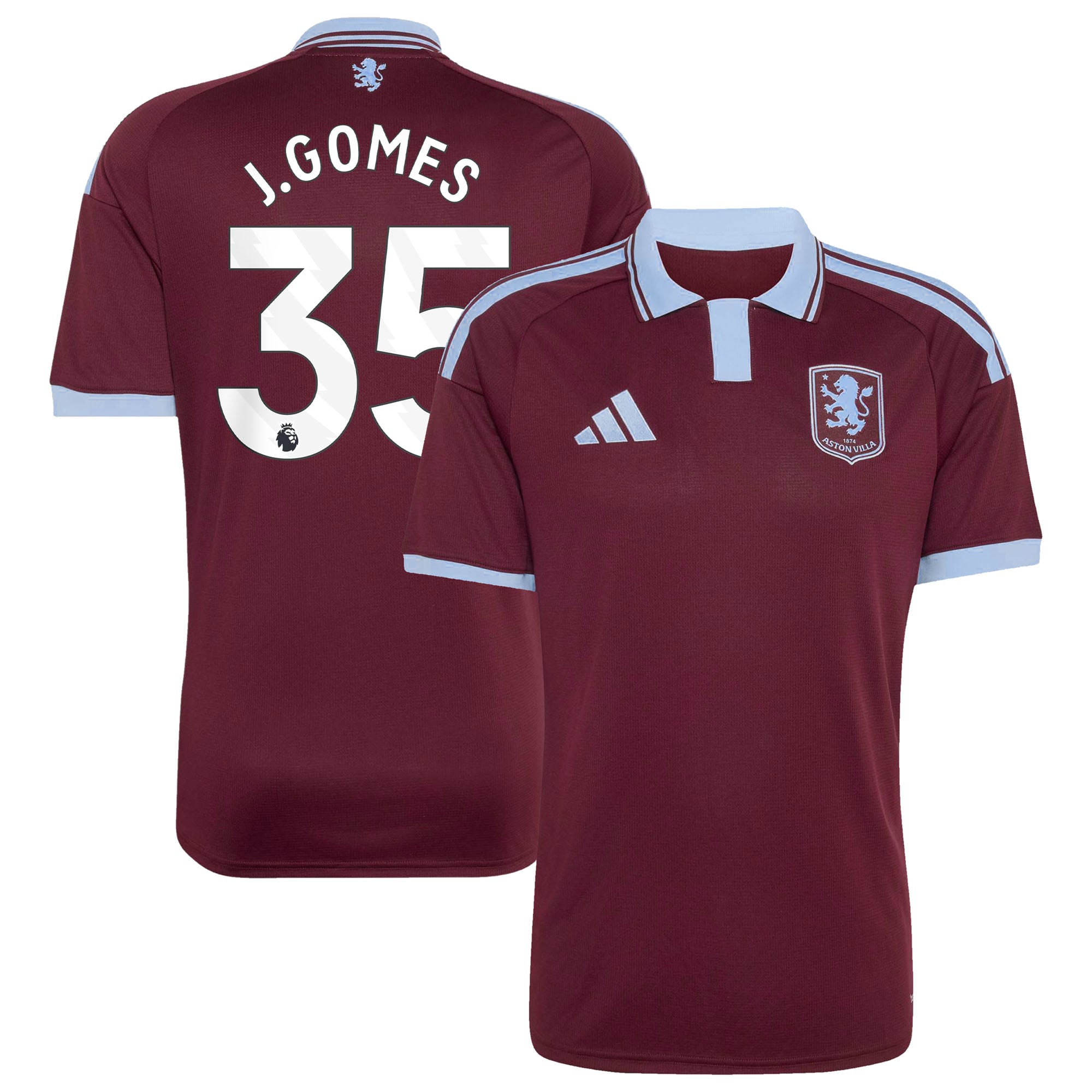 Aston Villa adidas Home Shirt 2026-27 with J.Gomes 35 printing