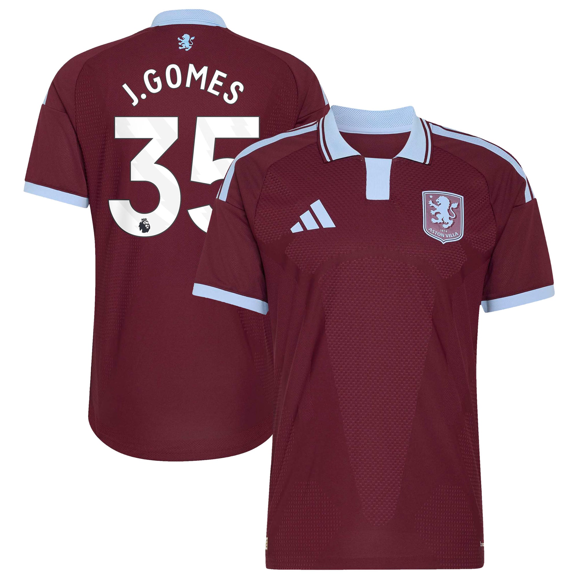 Aston Villa adidas Home Authentic Shirt 2026-27 with J.Gomes 35 printing