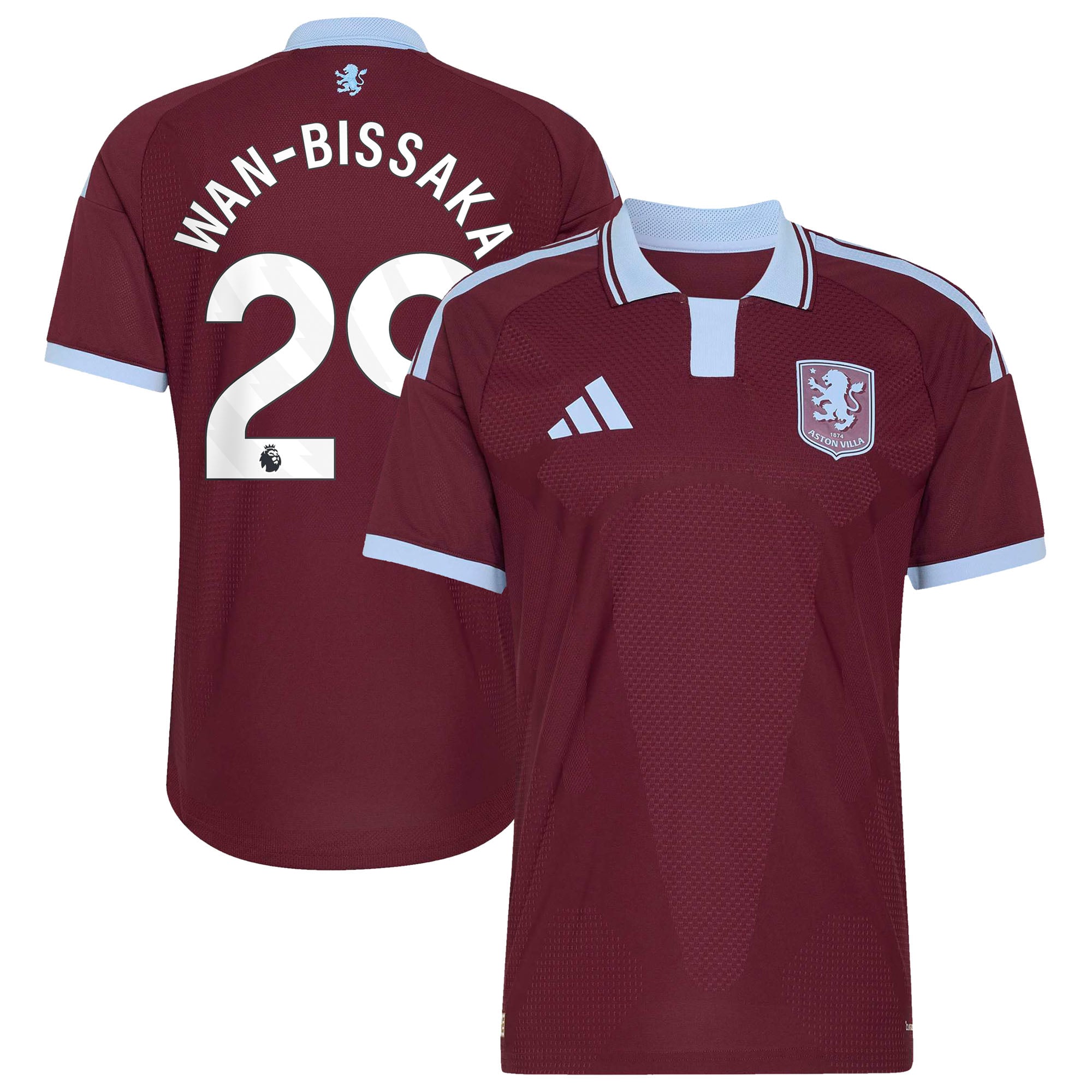 Aston Villa adidas Home Authentic Shirt 2026-27 with Wan-Bissaka 29 printing