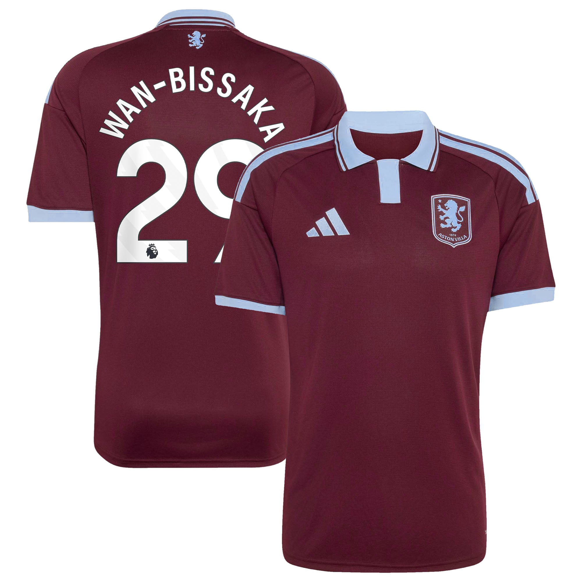 Aston Villa adidas Home Shirt 2026-27 with Wan-Bissaka 29 printing