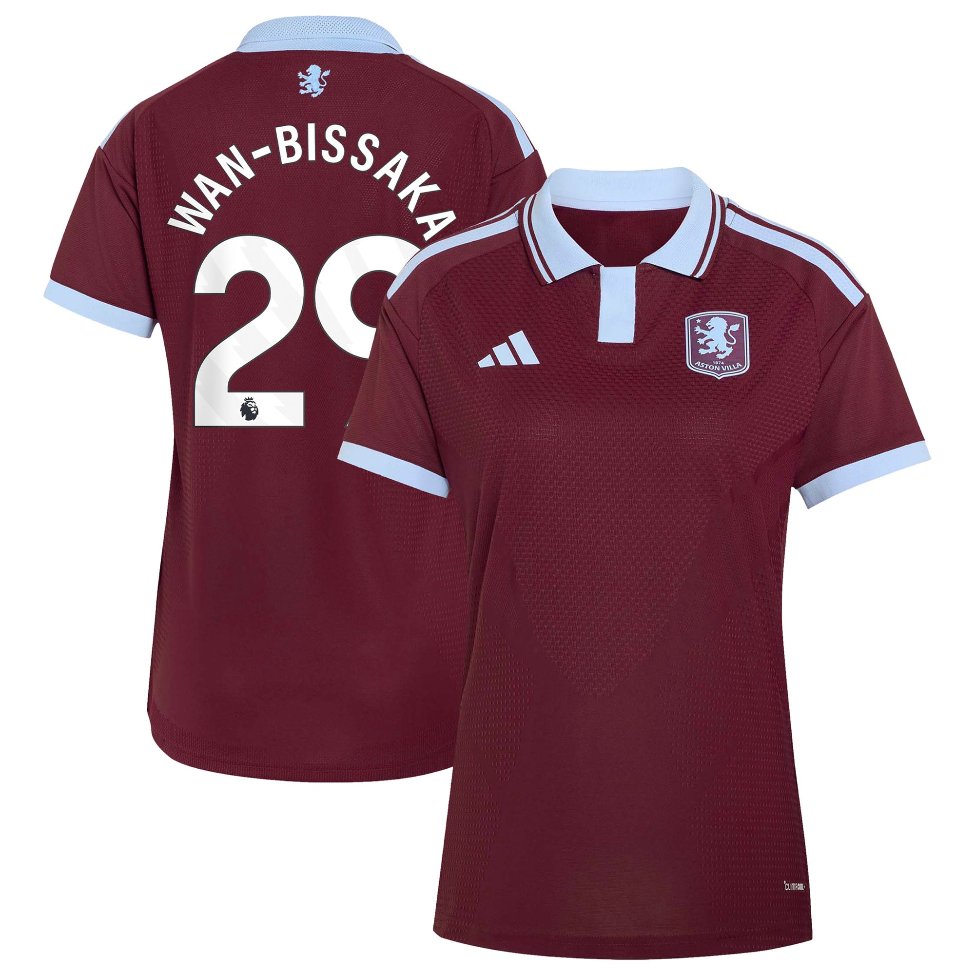 Aston Villa adidas Home Authentic Shirt 2026-27 - Womens with Wan-Bissaka 29 printing