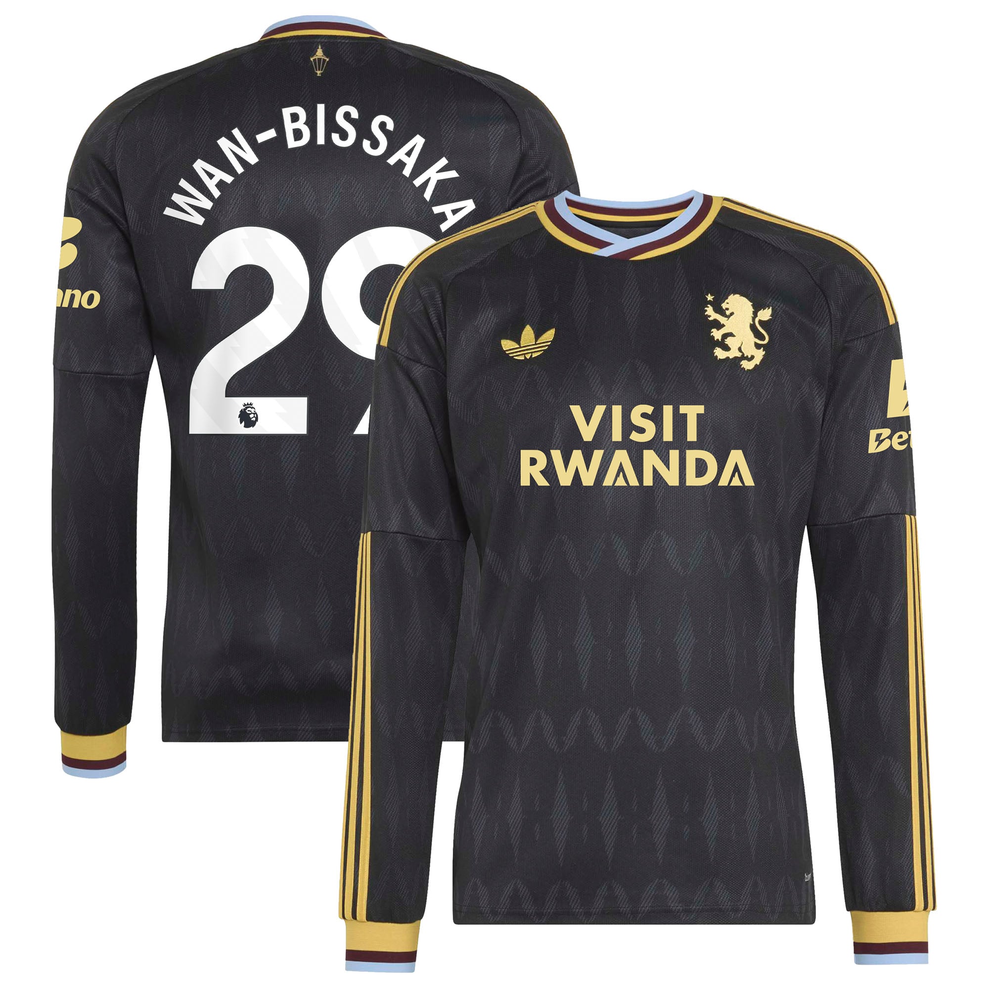 Aston Villa adidas Away Shirt 2026-27 - Long Sleeve - Kids with Wan-Bissaka 29 printing