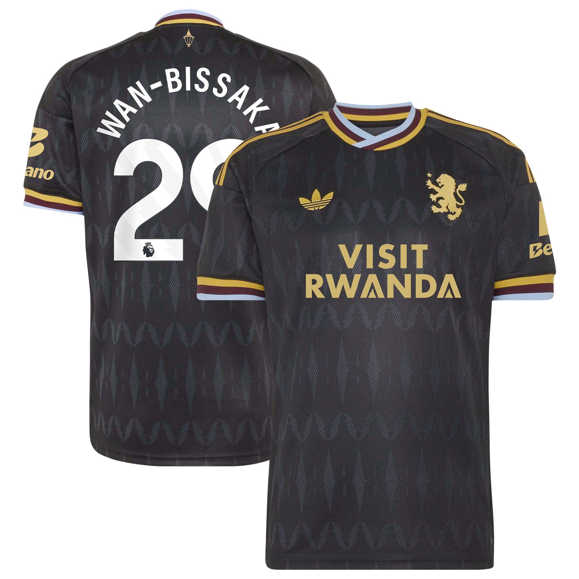 Aston Villa adidas Away Shirt 2026-27 with Wan-Bissaka 29 printing