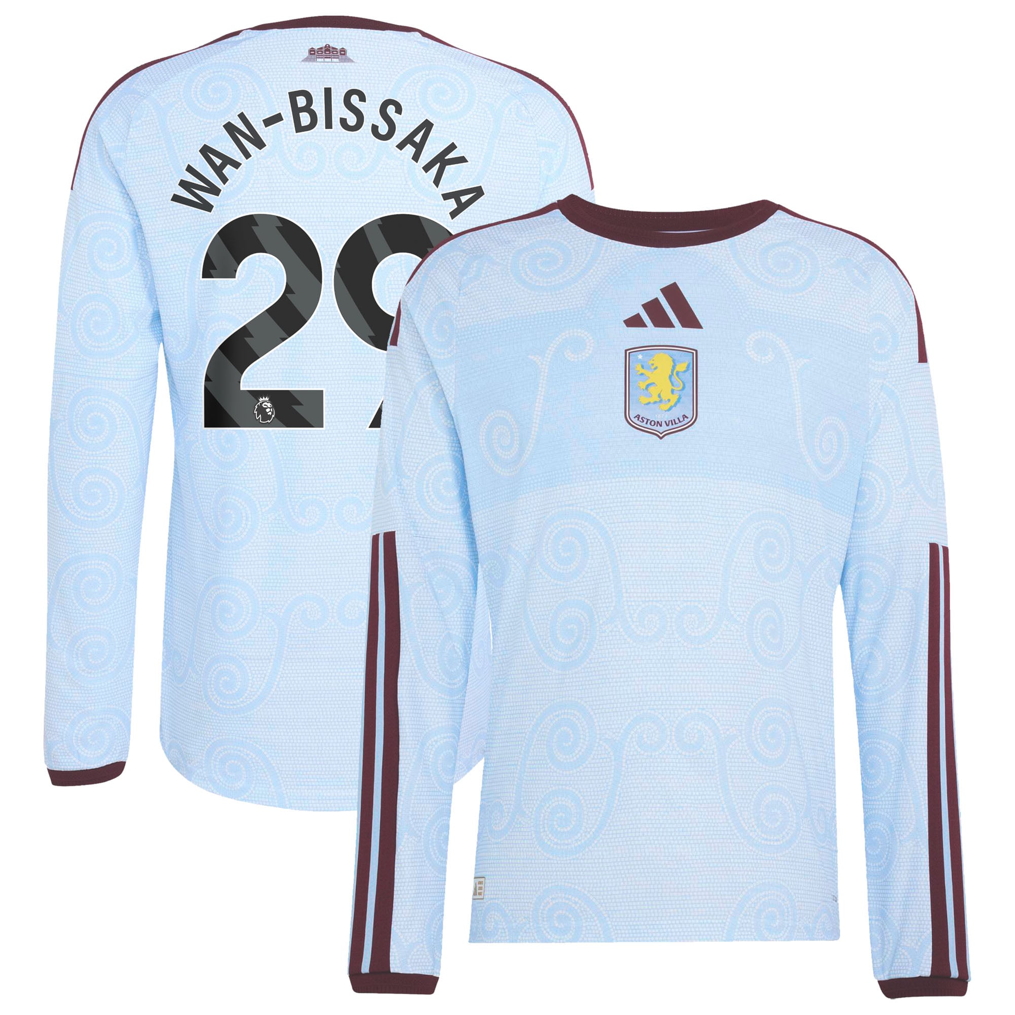 Aston Villa adidas Third Authentic Shirt 2026-27 - Long Sleeve with Wan-Bissaka 29 printing, , rebel_hi-res