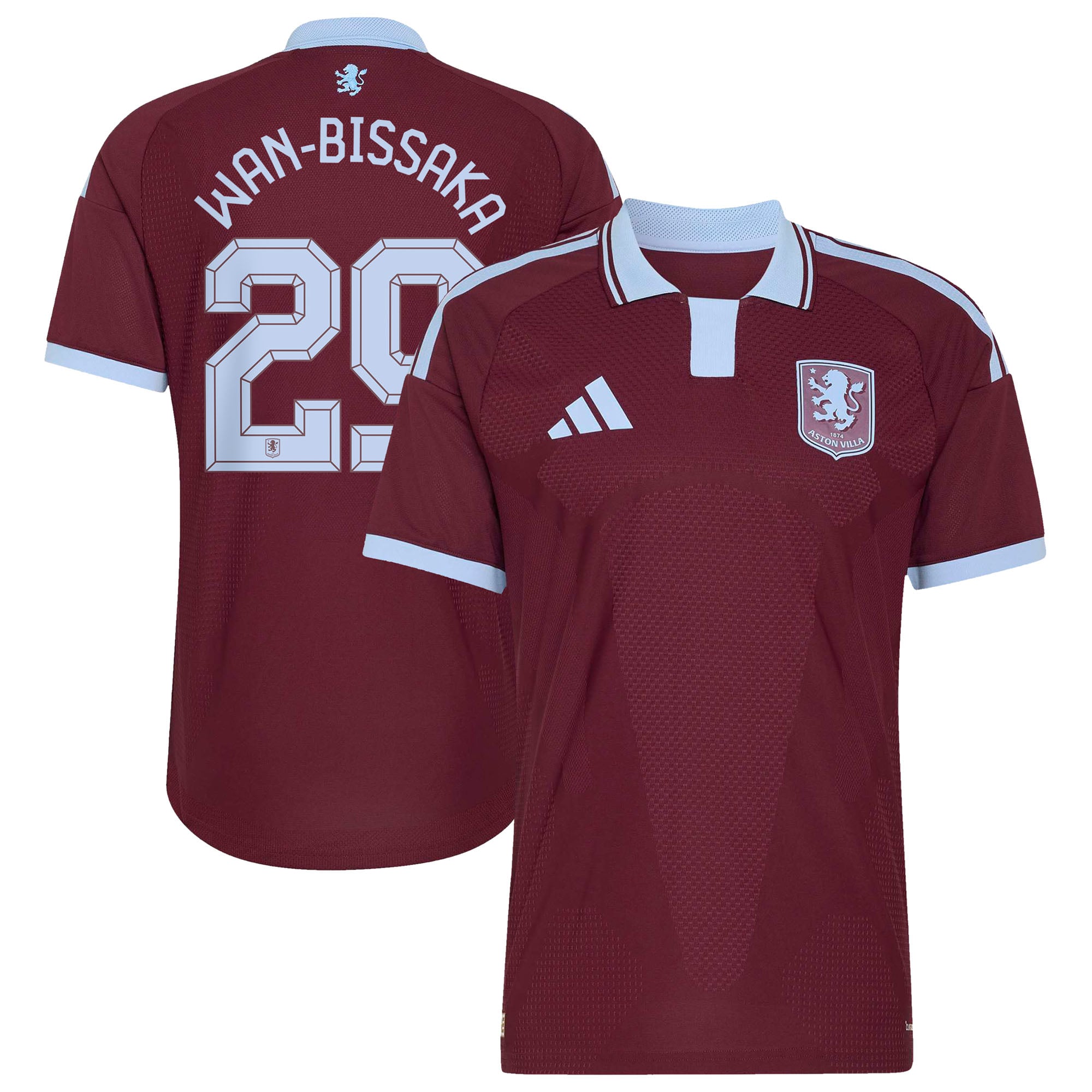 Aston Villa adidas Home Authentic Shirt 2026-27 with Wan-Bissaka 29 Cup printing