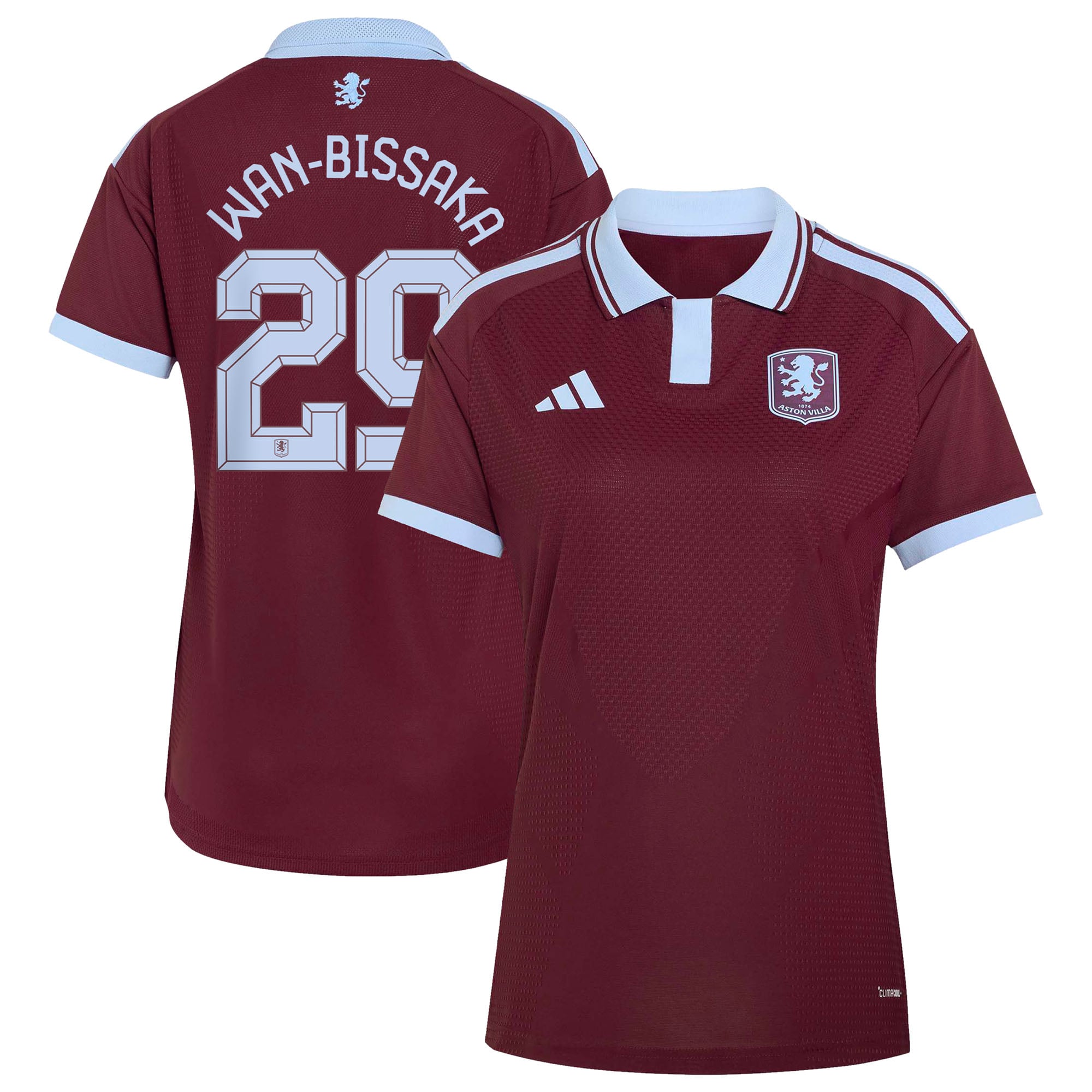 Aston Villa adidas Home Authentic Shirt 2026-27 - Womens with Wan-Bissaka 29 Cup printing
