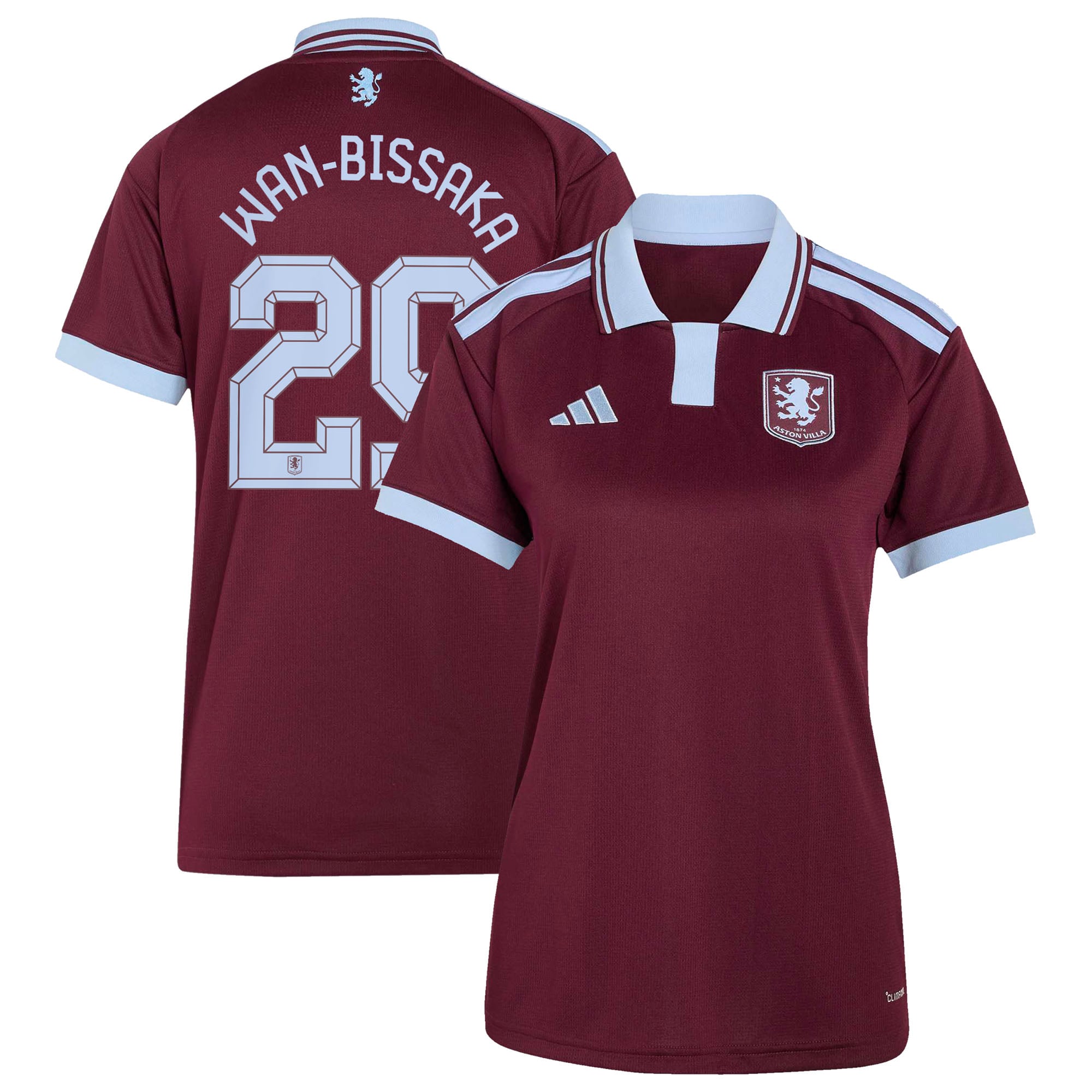 Aston Villa adidas Home Shirt 2026-27 - Womens with Wan-Bissaka 29 Cup printing, , rebel_hi-res