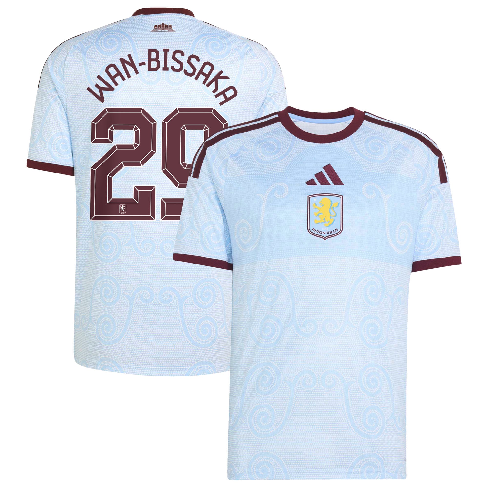 Aston Villa adidas Third Shirt 2026-27 with Wan-Bissaka 29 Cup printing