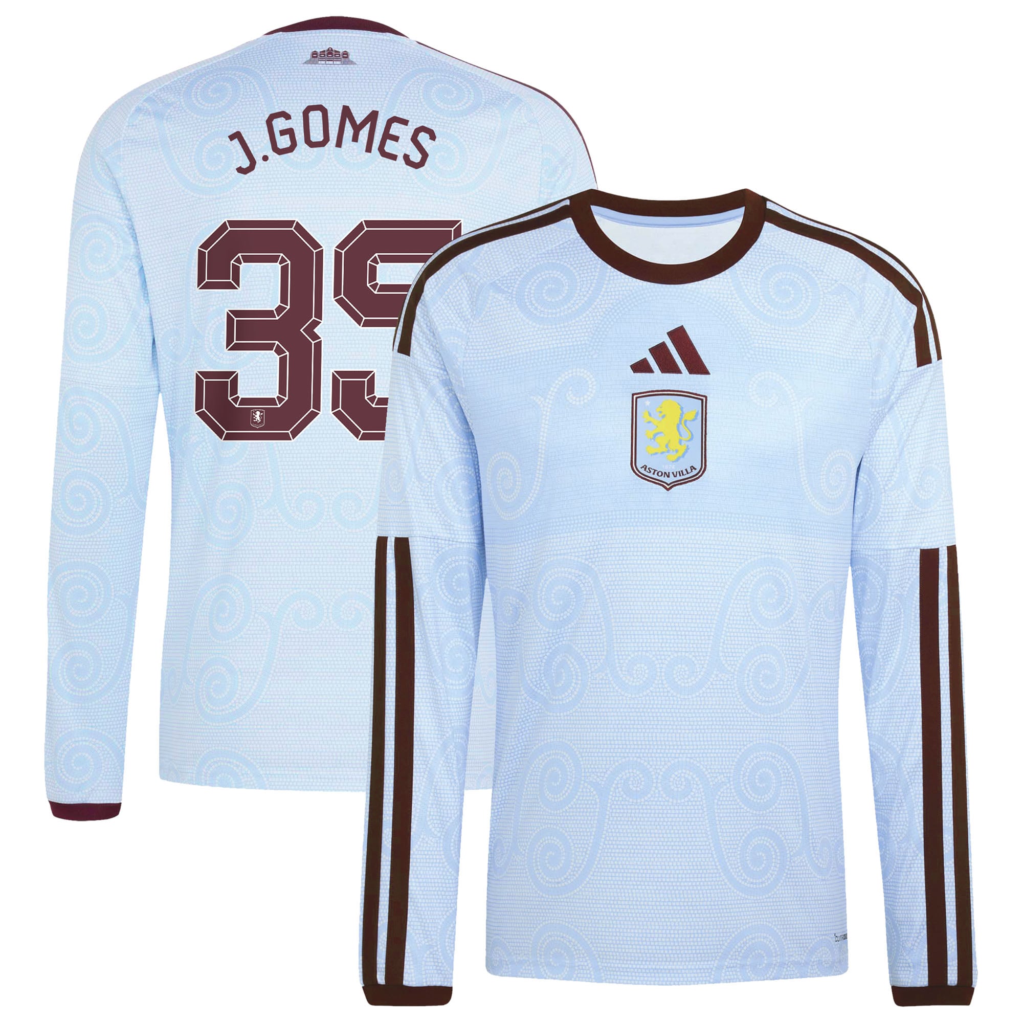 Aston Villa adidas Third Shirt 2026-27 - Long Sleeve with J.Gomes 35 Cup printing