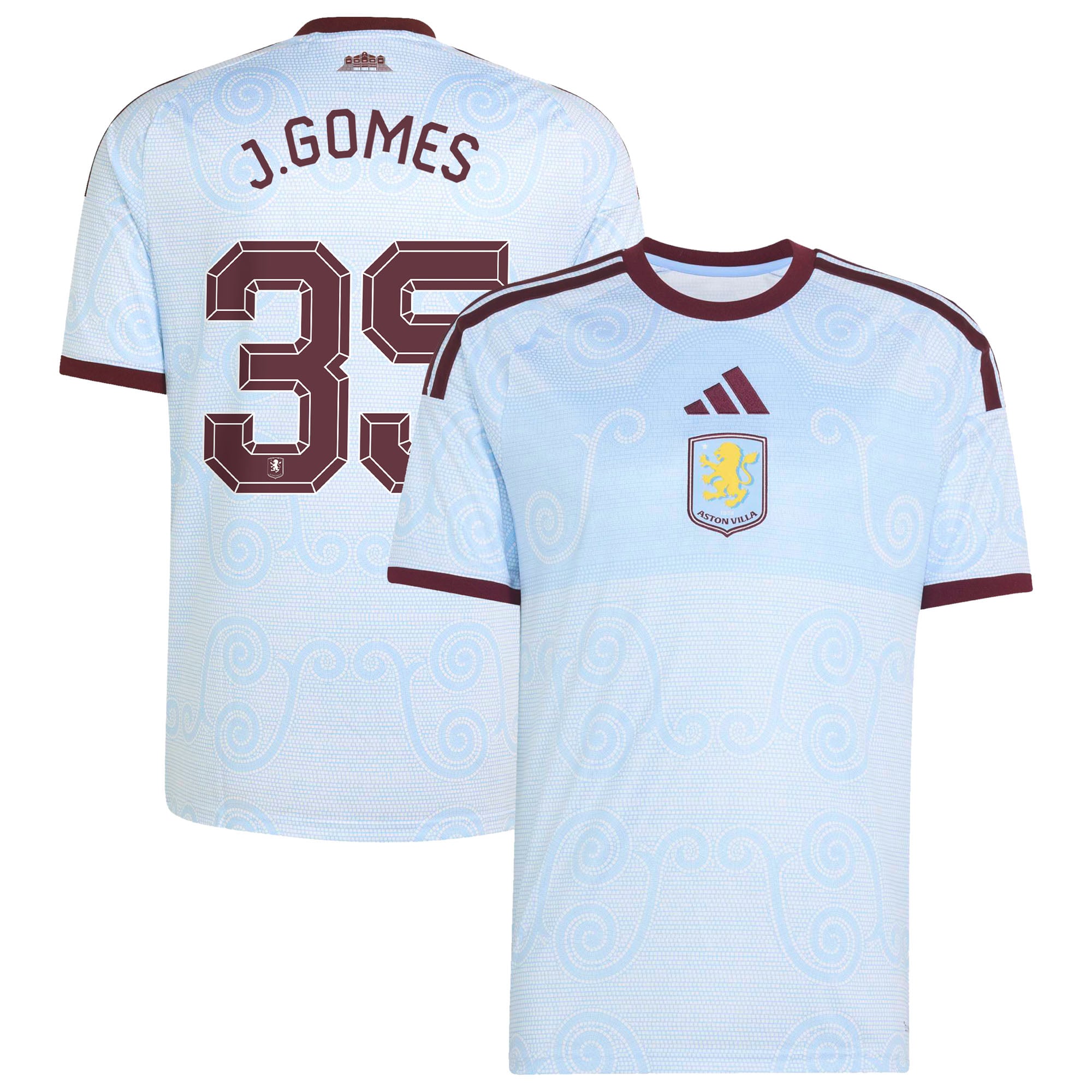 Aston Villa adidas Third Shirt 2026-27 with J.Gomes 35 Cup printing