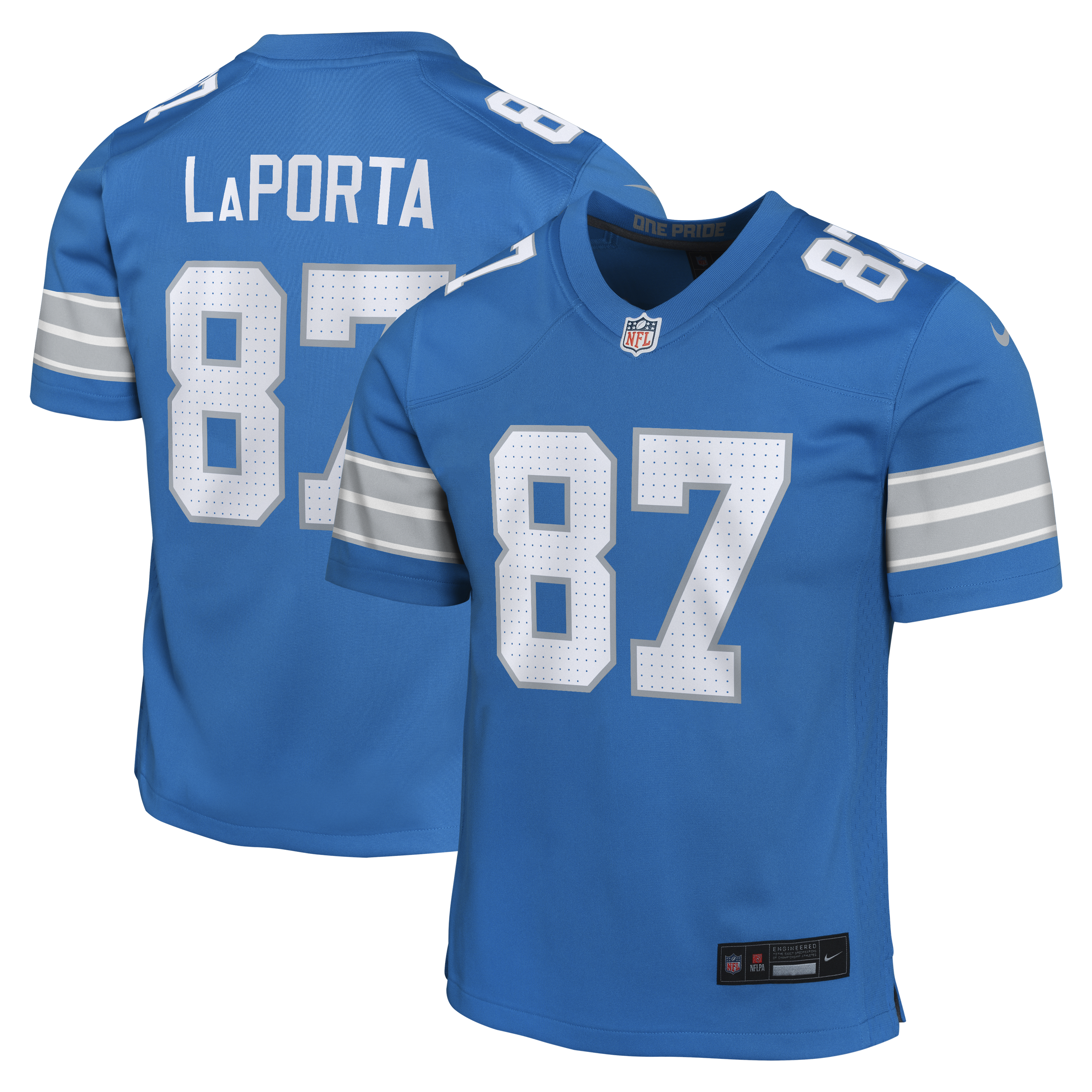 Detroit Lions Nike Game Team Colour Jersey - Blue - Sam LaPorta - Youth, , rebel_hi-res