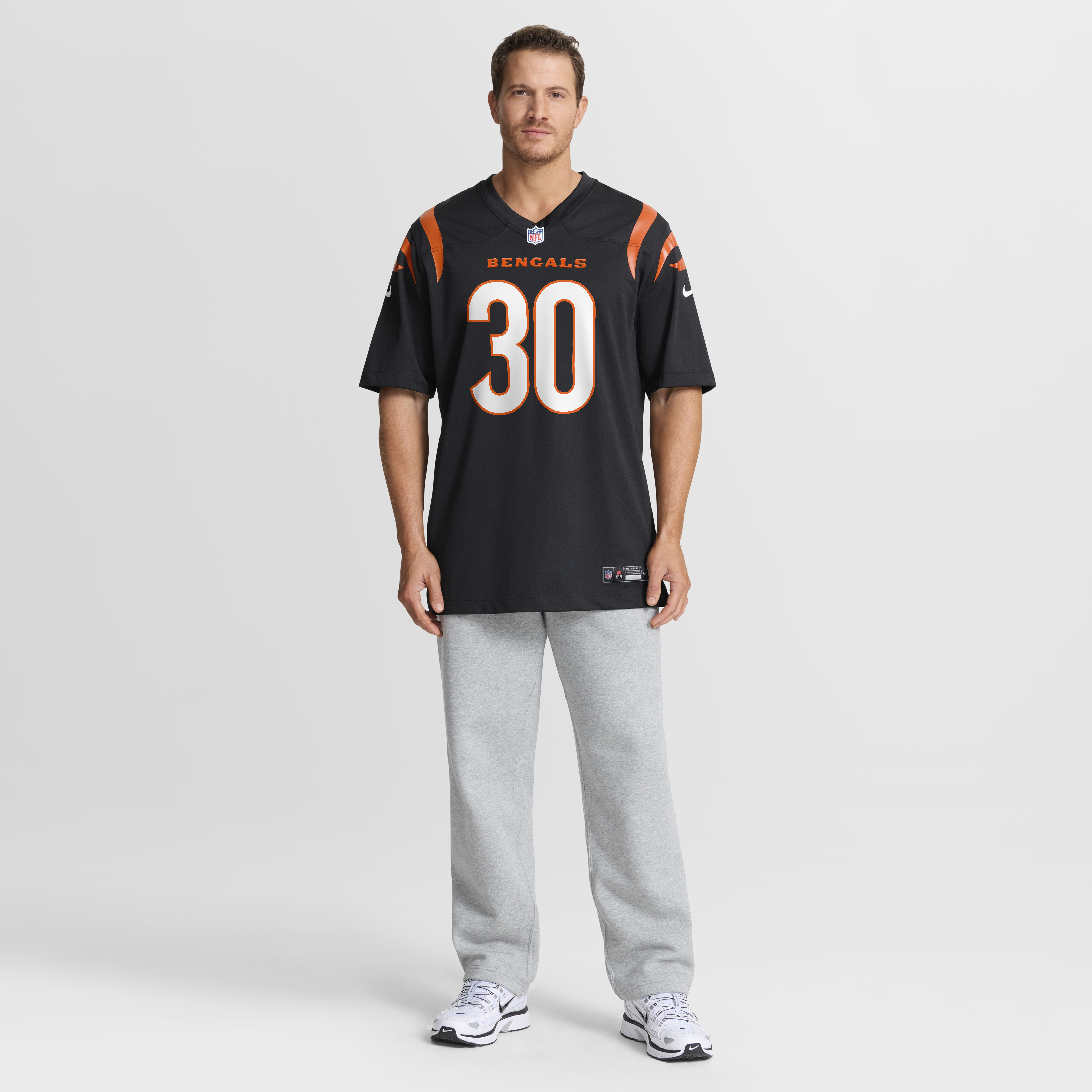 Cincinnati Bengals Nike Game Jersey - Black - Chase Brown - Mens, , rebel_hi-res