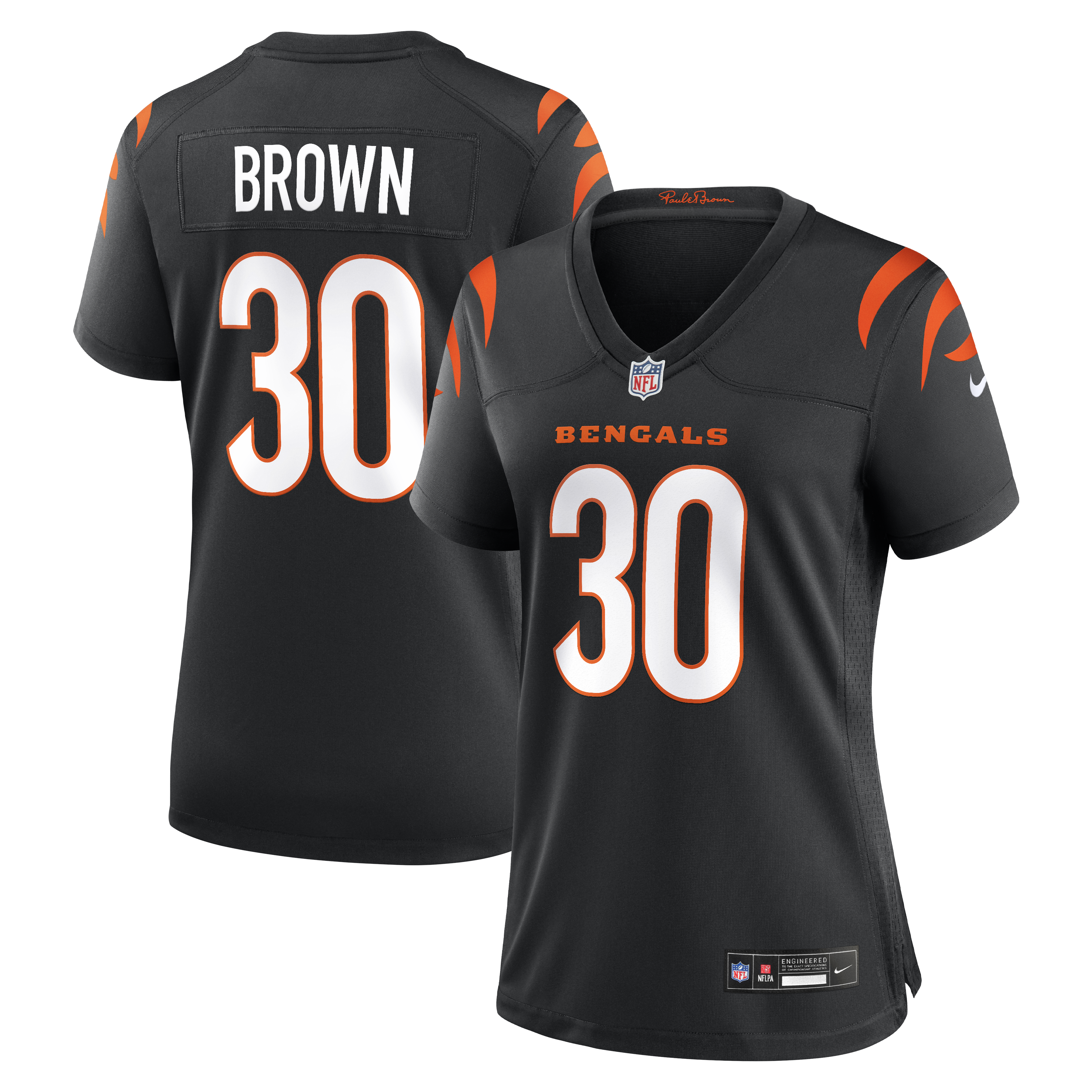 Cincinnati Bengals Nike Game Team Colour Jersey - Black - Chase Brown - Womens, , rebel_hi-res