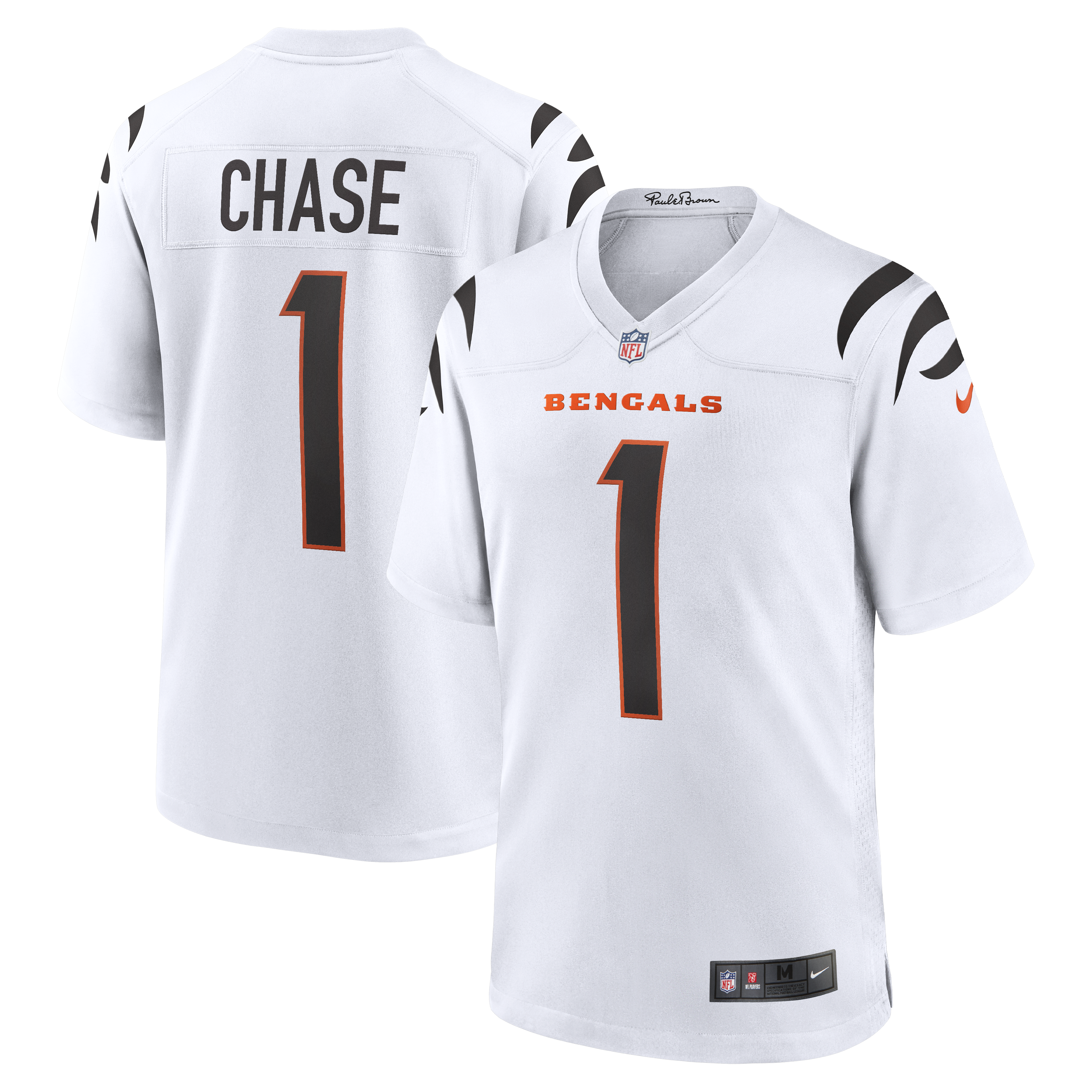 Cincinnati Bengals Nike Game Road Jersey - White - Ja'Marr Chase - Mens, , rebel_hi-res